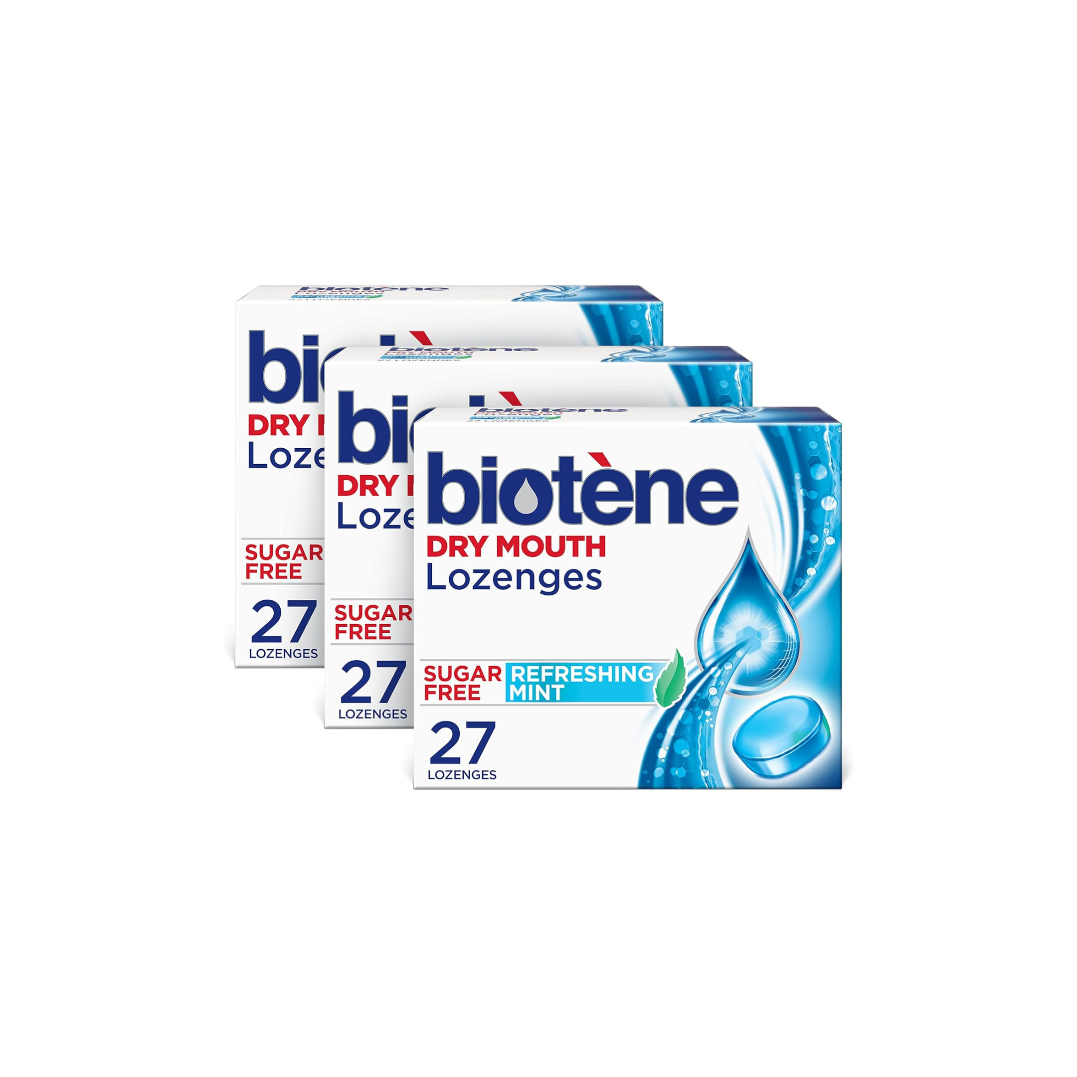 biotène Dry Mouth Lozenges for Dry Mouth and Fresh Breath, Dry Mouth Relief and Breath Freshener, Refreshing Mint - 27 Count (Pack of 3)