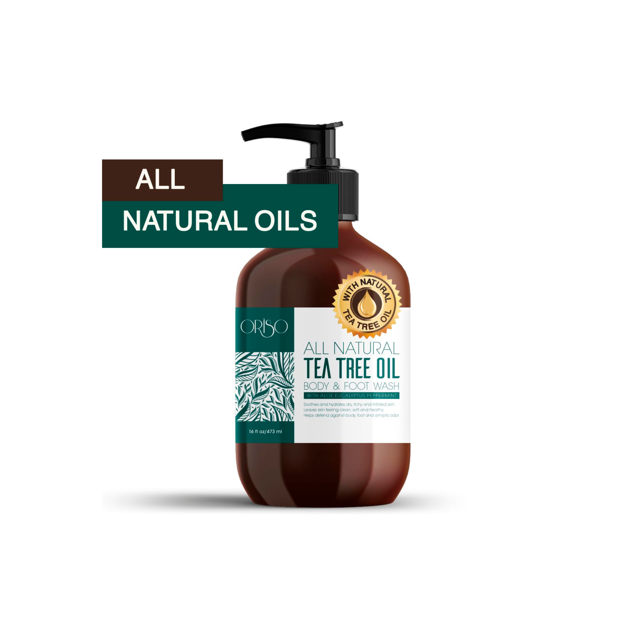 Tea Tree Oil Body Wash - Antifungal - Antibacterial Soap-Helps Athletes Foot - Toenail Fungus - Ringworm - Jock Itchy - Acne - Eczema - Yeast Infection - Body Odor - Itchy Skin - Sulfate Free - 16oz