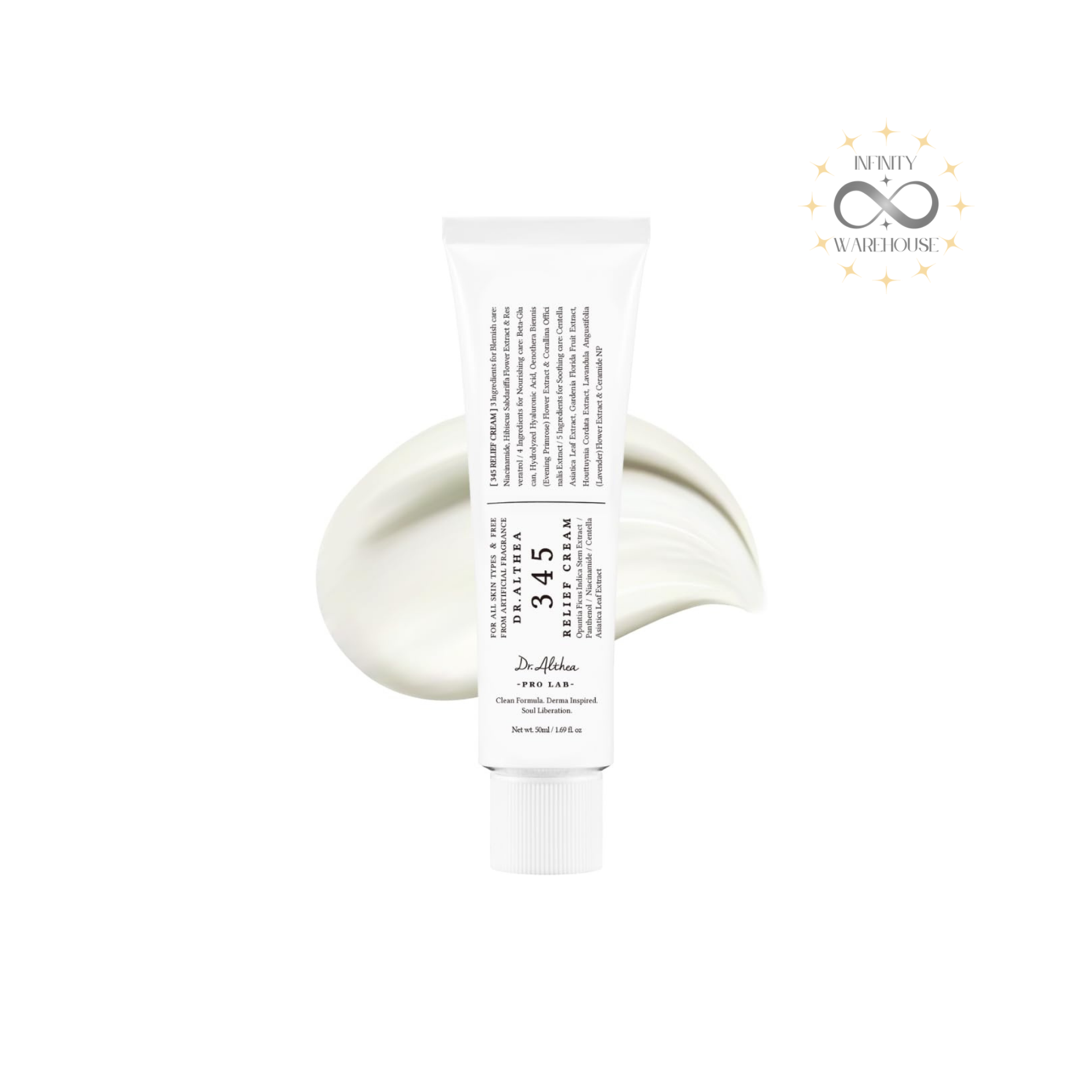 Dr.Althea 345 Relief Cream 50ml with 10,000ppm niacinamide, panthenol and opuntia ficus-indica stem extract for post-acne care, blemish treatment and skin regeneration
