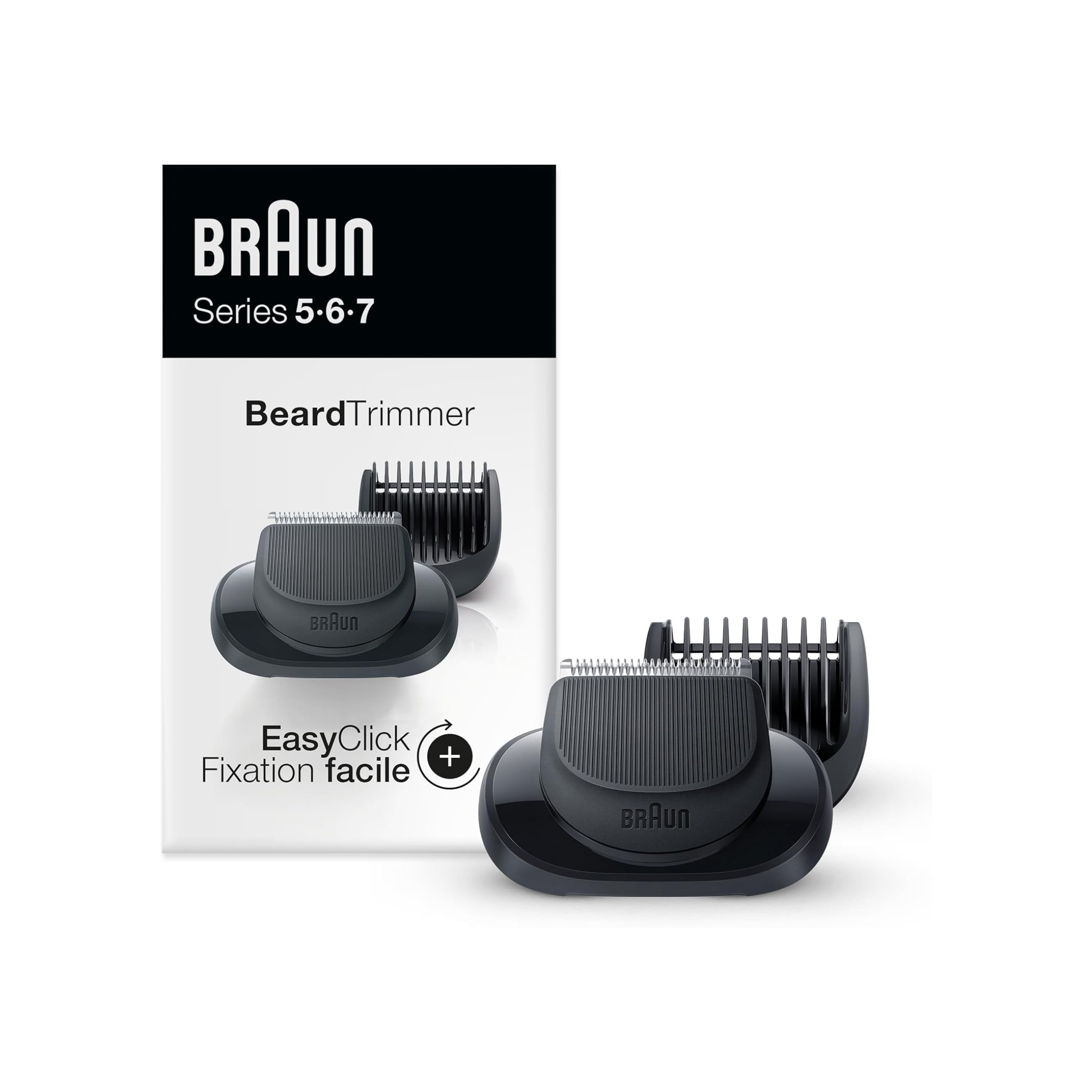 Braun EasyClick Beard Trimmer Attachment for Series 5, 6 and 7 Electric Razors, Compatible with Electric Shavers 5018s, 5020s, 6075cc, 7071cc, 7075cc, 7085cc, 7020s, 5050cs, 6020s, 6072cc, 7027cs