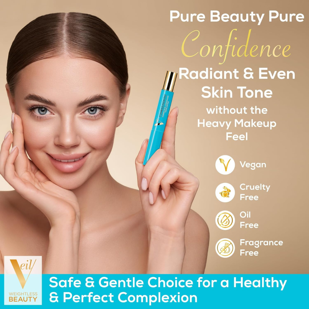 Veil Cosmetics | Complexion Fix Concealer | Shade 2N Light Neutral | Multi-Use Leakproof Pen | Oil-Free, Liquid, Concealer, Highlighter & Corrector | Vegan | Cruelty, Paraben, & Fragrance Free