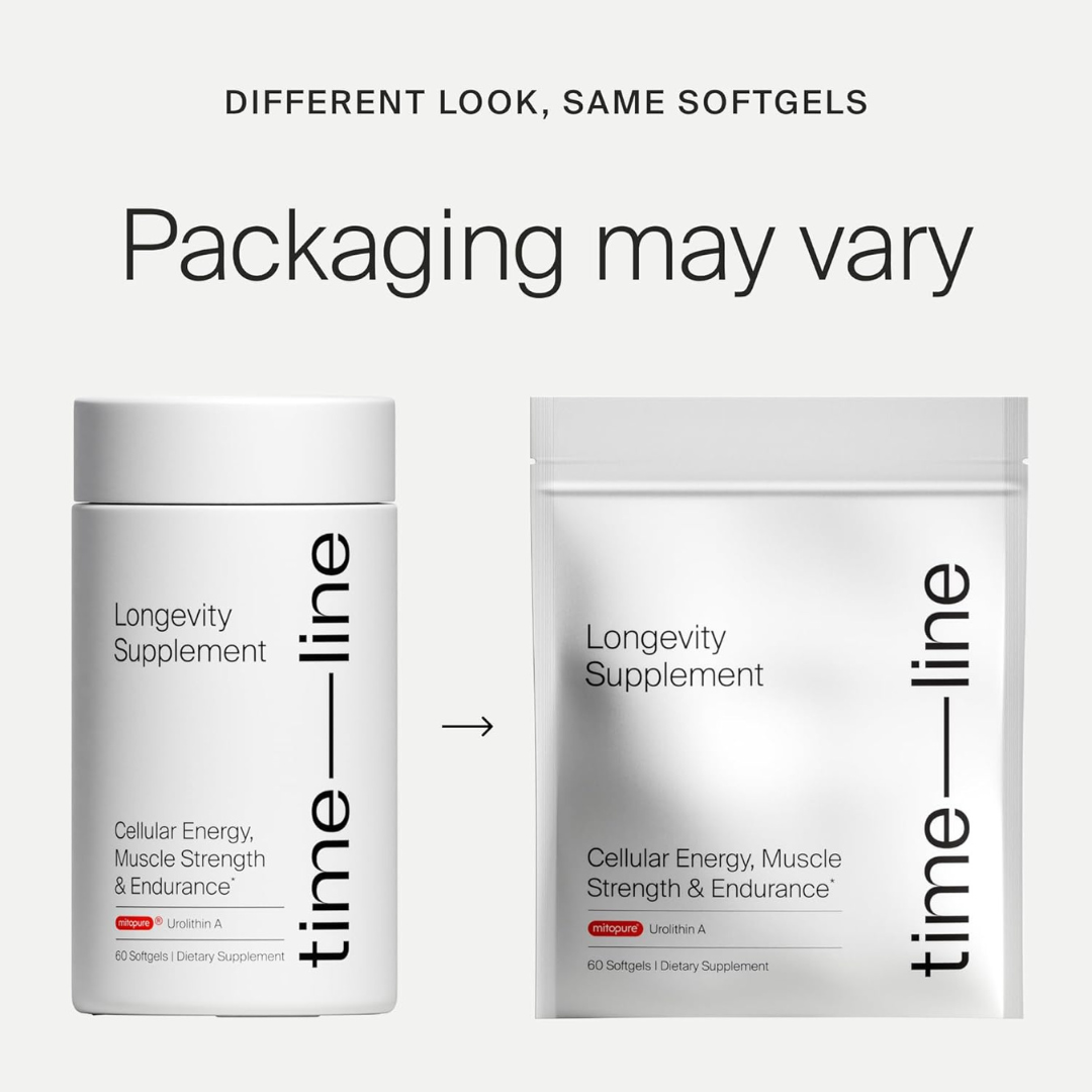 Timeline Mitopure Urolithin A - Clinically Proven Supplement for Healthy Aging and Cellular Renewal - Mitoceutical for Muscle Strength and Longevity - 60 Softgels