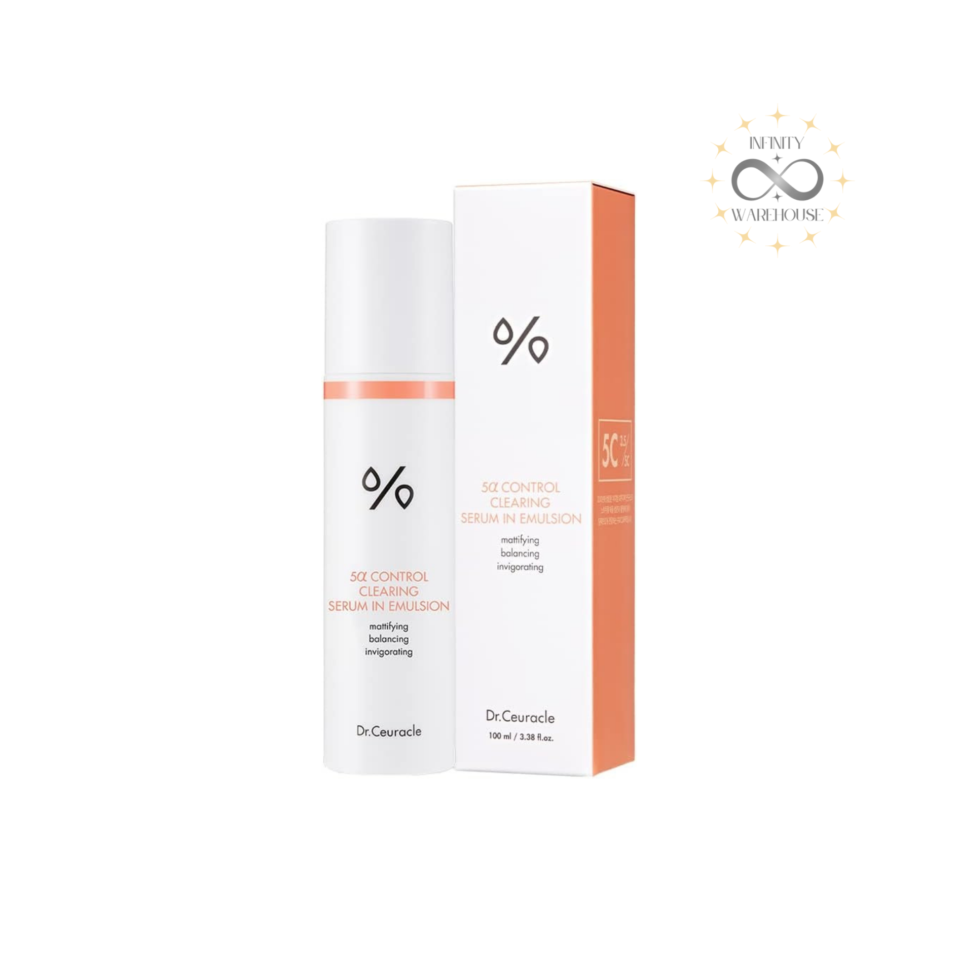 Dr.Ceuracle 5α Control Clearing Serum in Emulsion 100ml with Sepicontrol A5, 5α Complex and witch hazel extract for oily combination skin sebum control, pore minimizing and mattifying effect
