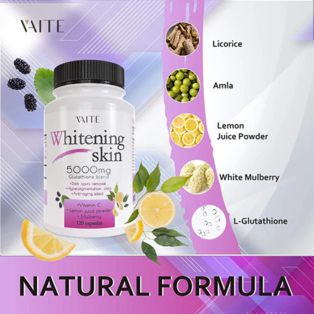 Glutathione Whitening Pills - Dark Spots & Acne Scar Remover - 5000 - Made in USA - Vegan Skin Bleaching Pills with Anti-Aging & Antioxidant Effect - 120 Capsules