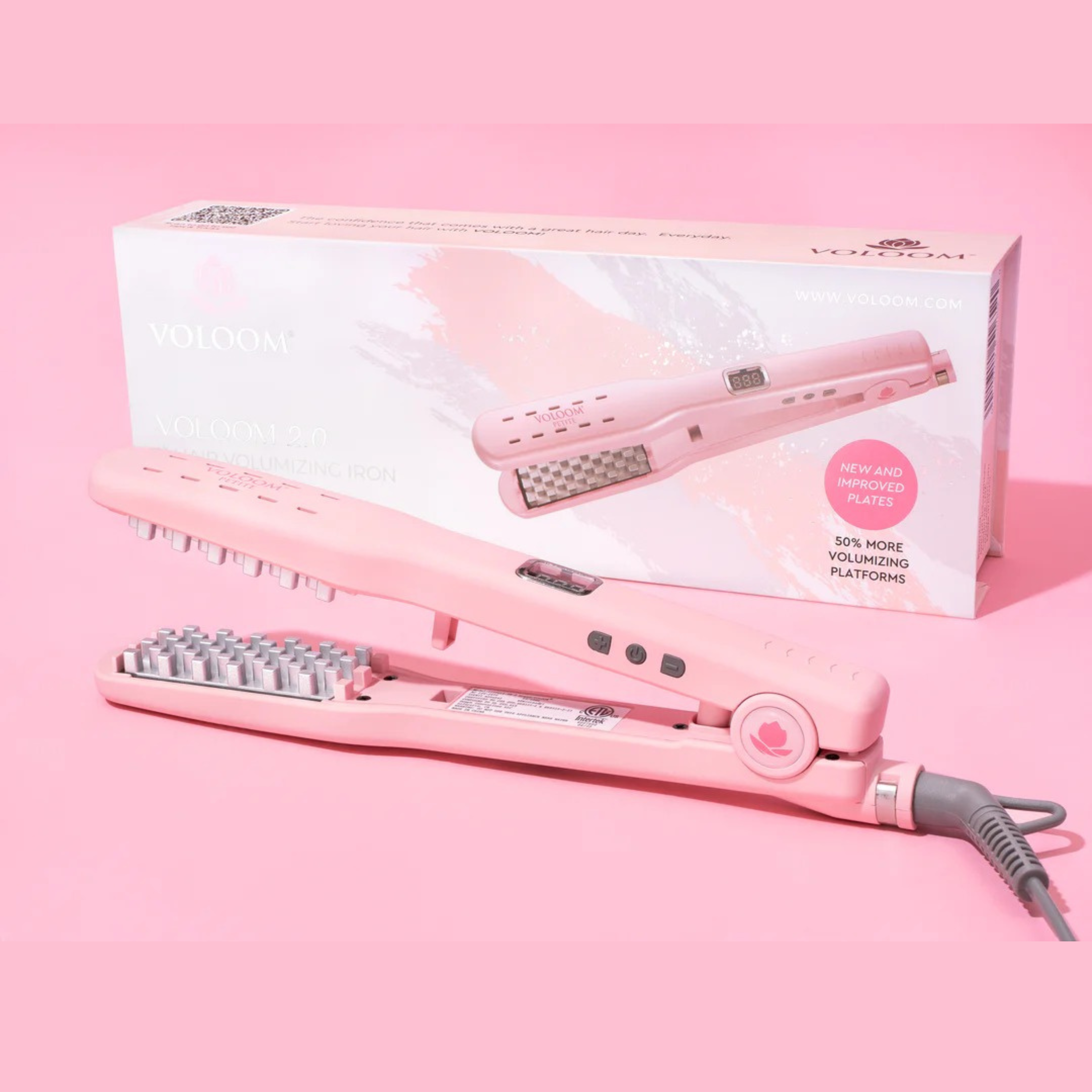 Voloom Petite 1-Inch Professional Volumizing Hair Iron | Increase Hair Volume, Ceramic Hair Volumizing Tool, Hair Waver | Adjustable Temperature, Swivel Cord, Auto Shut-Off, Lasting Volume