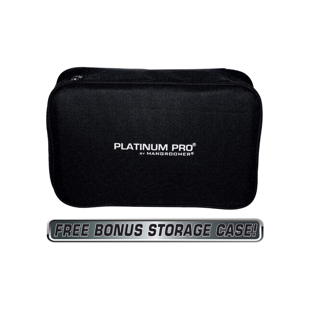 Platinum Pro by MANGROOMER New Back Shaver with 3 Shock Absorber Flex Heads, Power Hinge, Extreme Reach Handle & Bonus Case! (Generation 8.0), 4 Piece Set