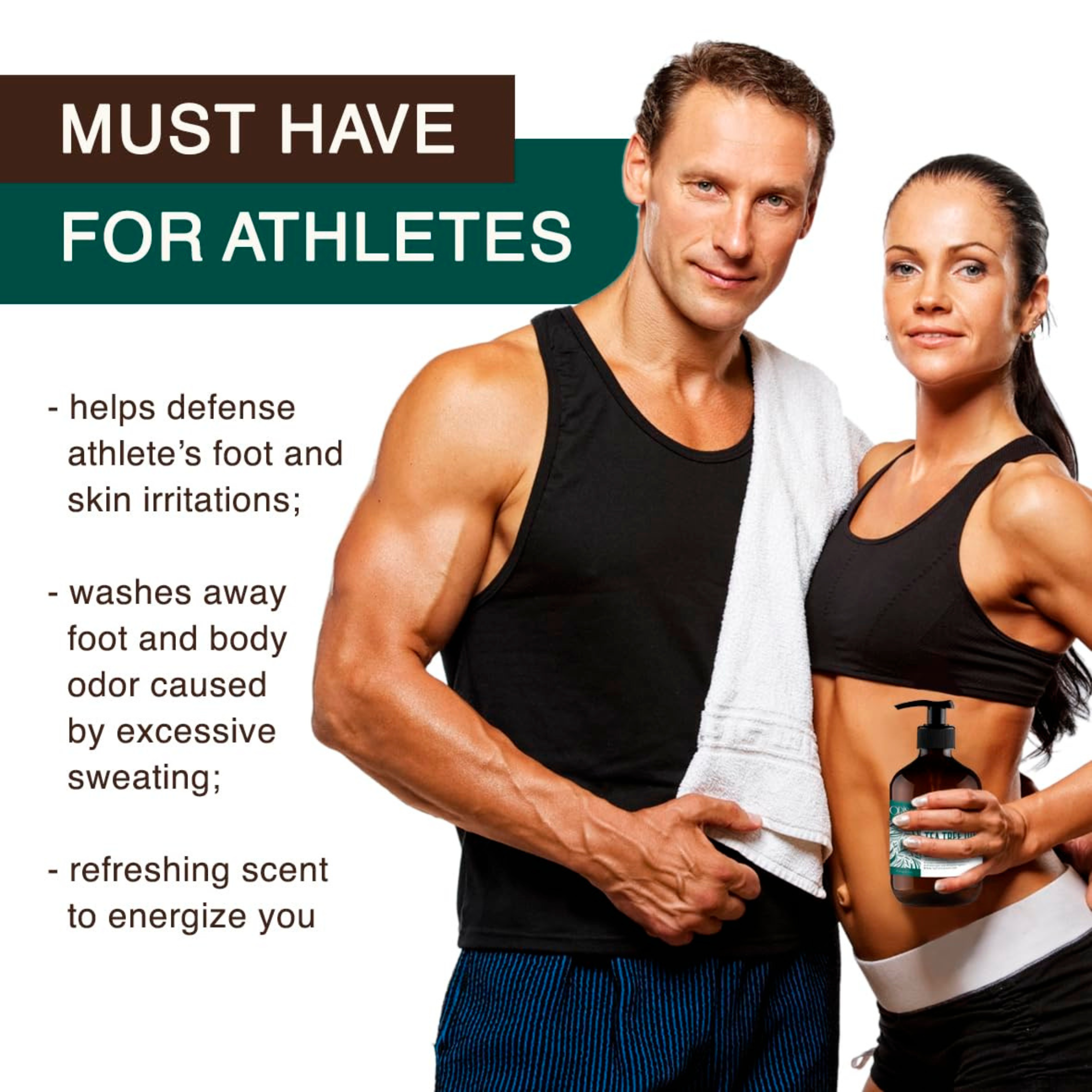 Tea Tree Oil Body Wash - Antifungal - Antibacterial Soap-Helps Athletes Foot - Toenail Fungus - Ringworm - Jock Itchy - Acne - Eczema - Yeast Infection - Body Odor - Itchy Skin - Sulfate Free - 16oz