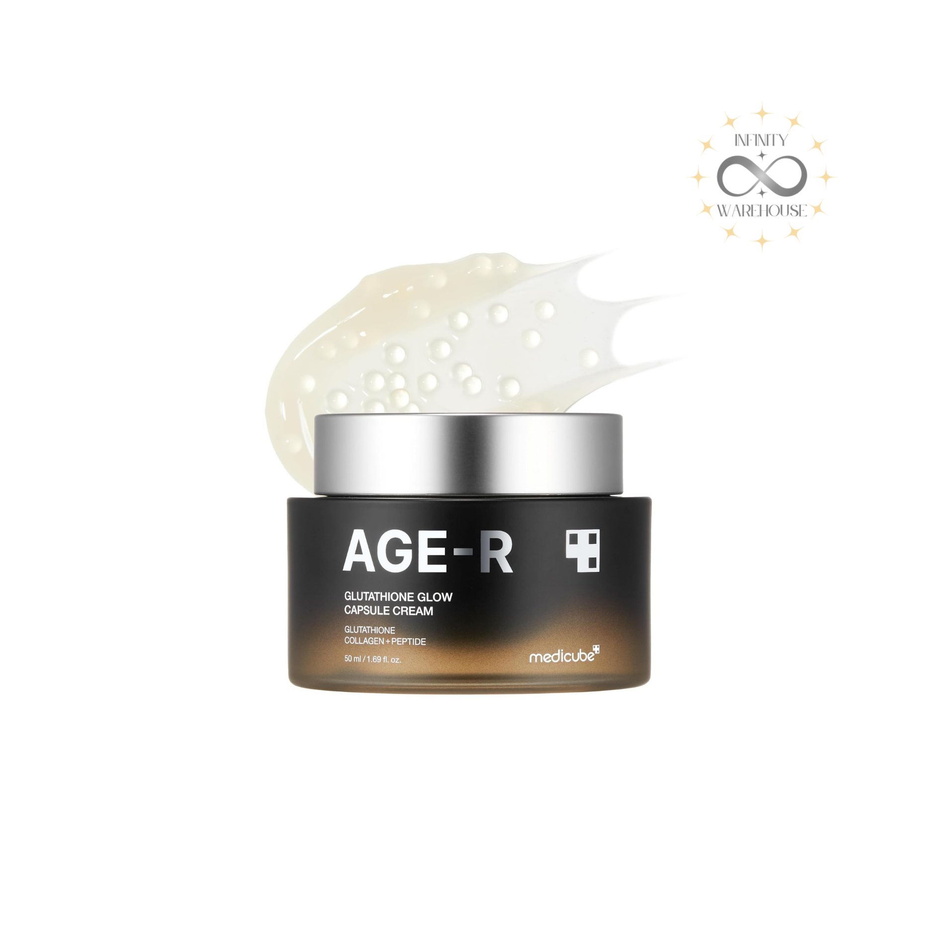 MEDICUBE AGE-R Glutathione Glow Capsule Cream 50ml with 99.4% pure glutathione capsules, Pro Peptide, Elastic Peptide, Hydro Ceramide, niacinamide and advanced Korean capsule technology for instant glow, skin brightening, wrinkle lifting, dark spots reduction and anti-aging care
