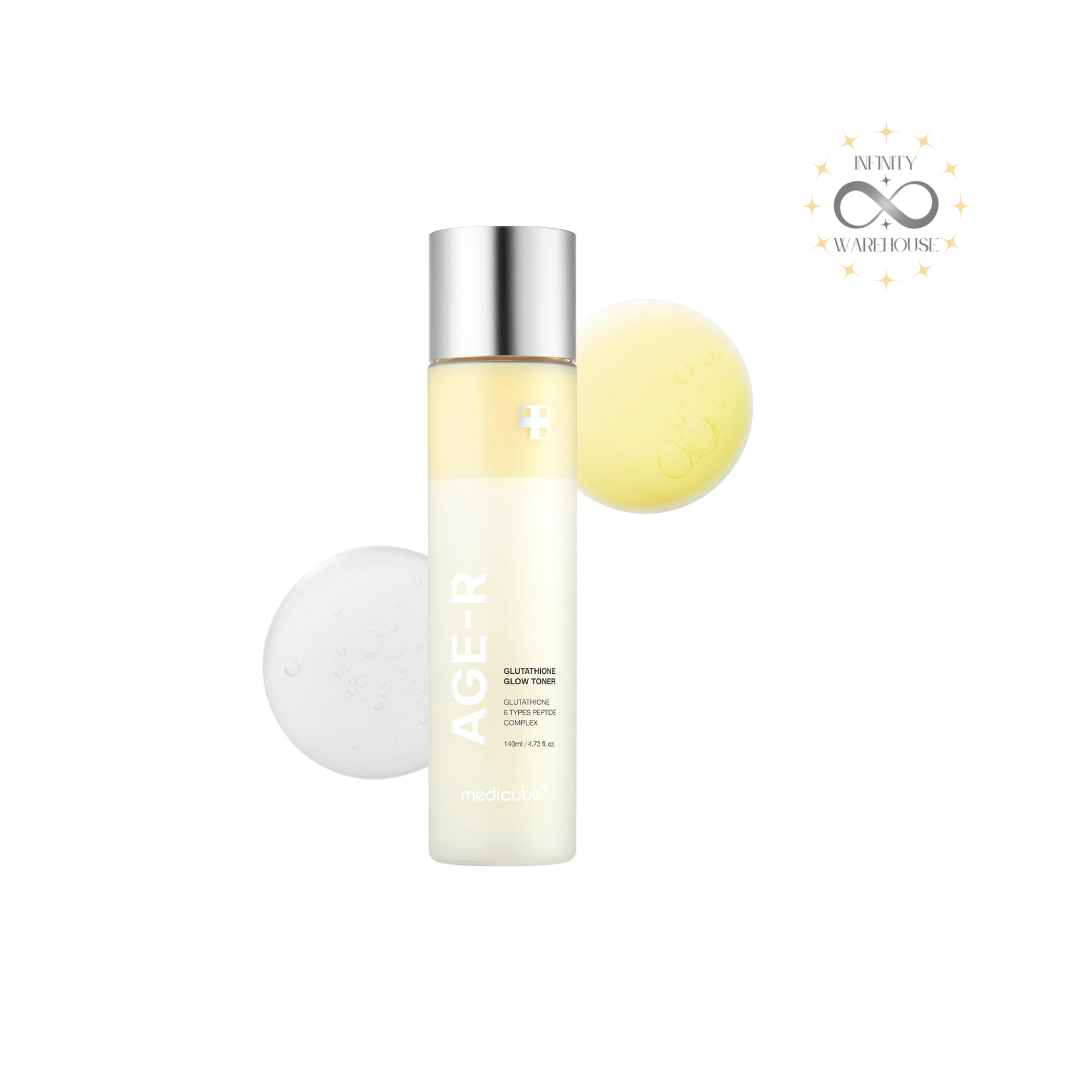 MEDICUBE AGE-R Glutathione Glow Milk Toner 140ml with 99.2% pure glutathione, 6 types peptides, niacinamide, alpha-arbutin, turmeric root extract and double-layer milky formula for skin brightening, anti-aging, hyperpigmentation treatment and 24-hour radiance
