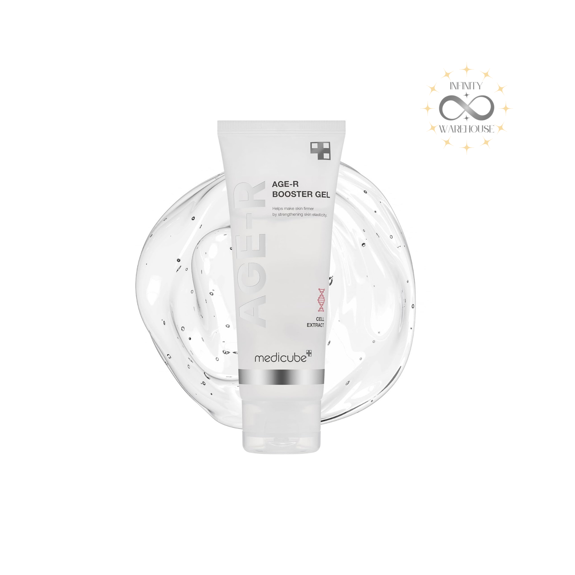 MEDICUBE Age-R Booster Gel Serum 100ml with plant stem cell extract, BSI certified hyaluronic acid, soluble collagen, niacinamide, adenosine and optimized gel formula for Age-R device compatibility, skin elasticity improvement, deep moisturizing and hypoallergenic anti-aging care
