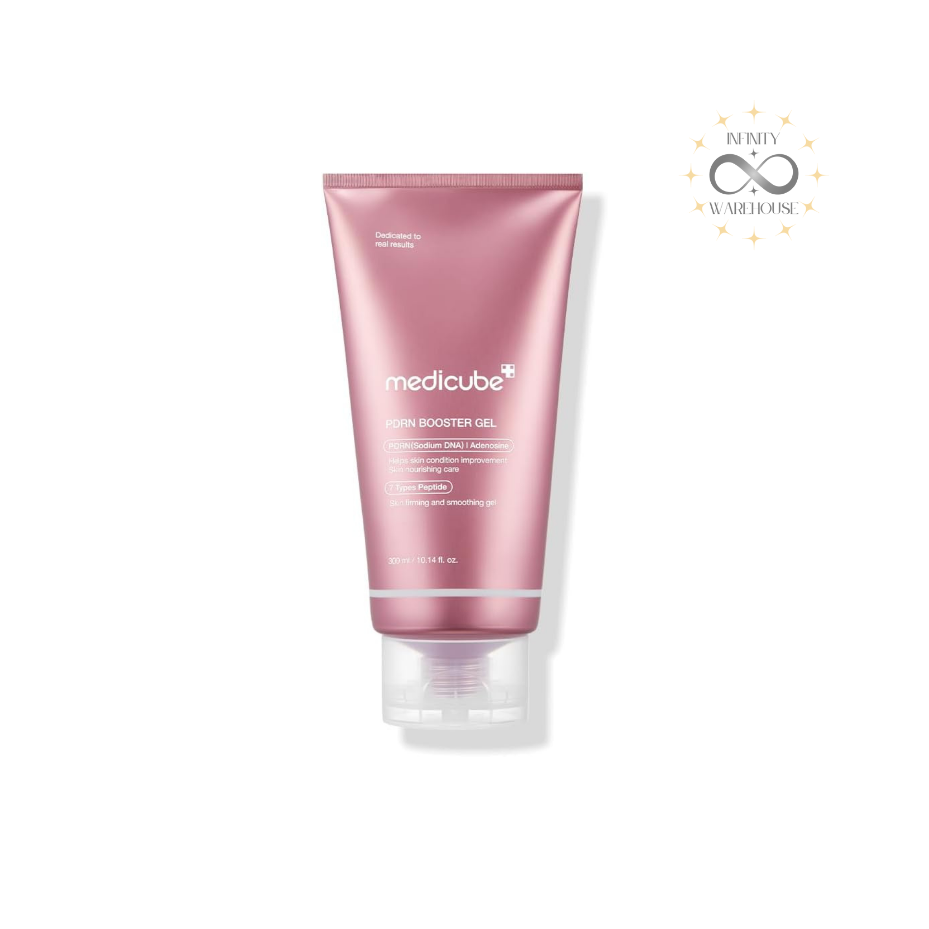 MEDICUBE Age-R PDRN Booster Gel 300ml with salmon PDRN (Polydeoxyribonucleotide), 7 types peptides complex, niacinamide, adenosine, hyaluronic acid and device-compatible formula for skin lifting, elasticity improvement, barrier strengthening and Age-R device enhancement
