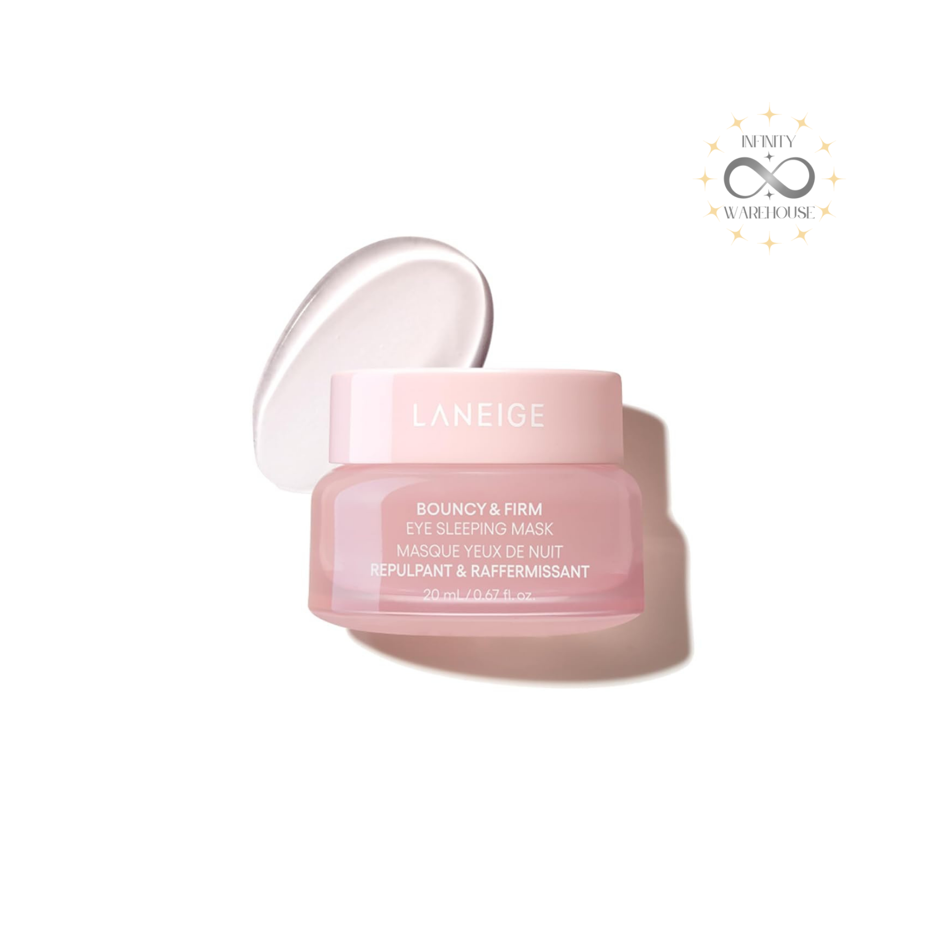LANEIGE Bouncy & Firm Eye Sleeping Mask 20g with 7.25% Peony-Collagen Complex, caffeine, niacinamide, peptides and Hydro-Melt Glow Capsules for overnight eye depuffing, firming, wrinkle reduction and cooling hydration
