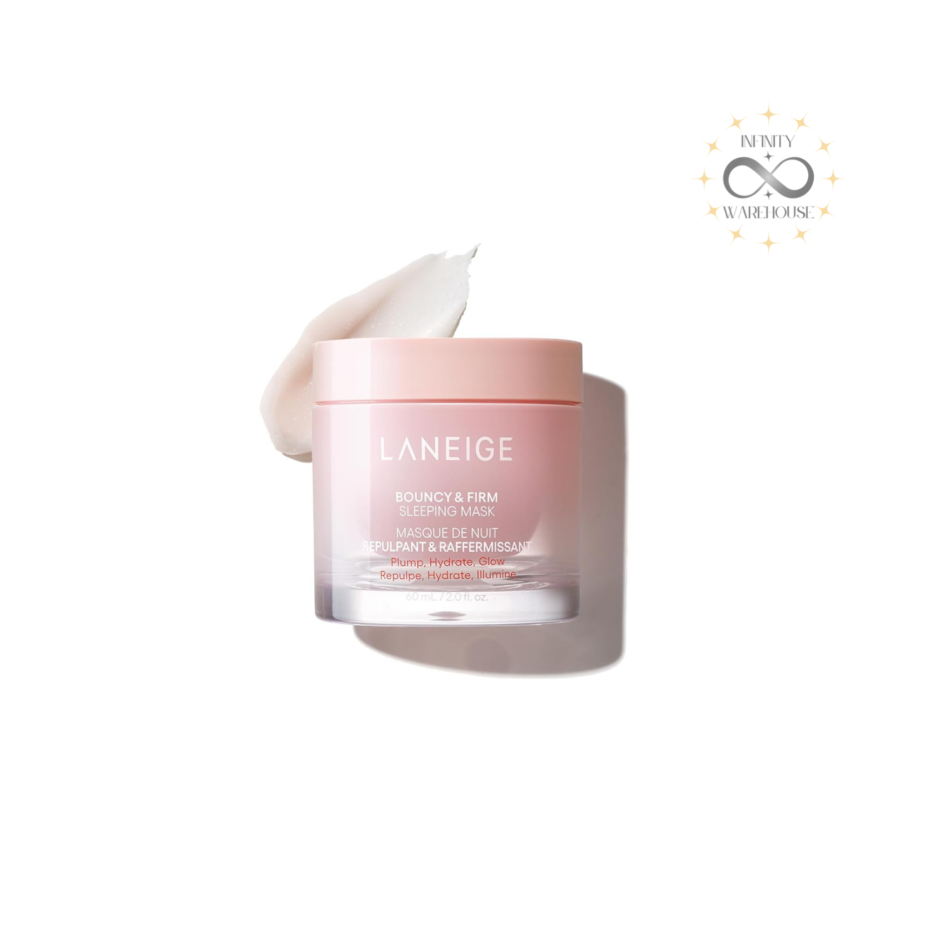 LANEIGE Bouncy & Firm Face Sleeping Mask 60ml with Peony & Collagen Complex, Hydro-Melt Glow Capsules, low molecular collagen and peony extract for overnight plumping, firming and anti-aging care
