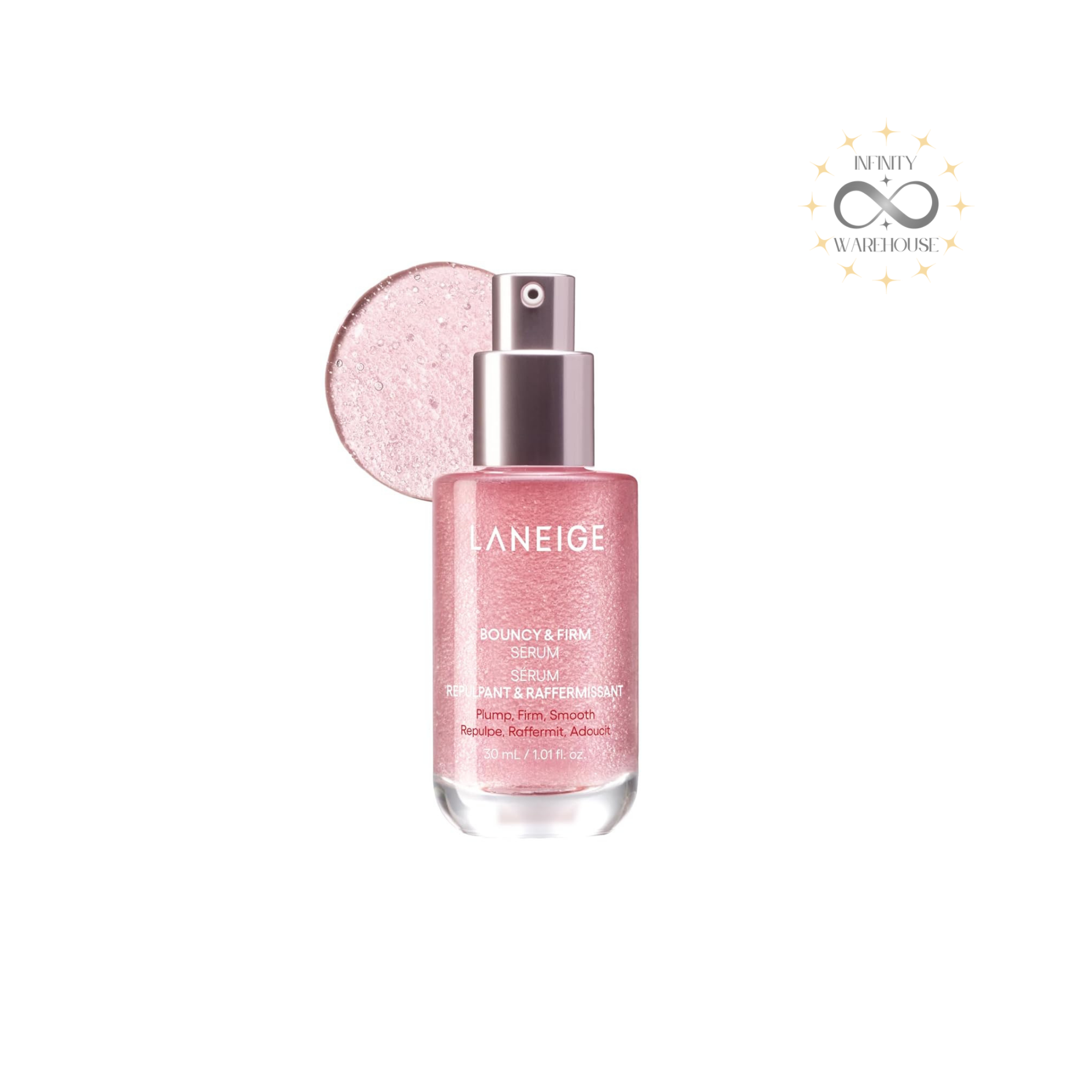 LANEIGE Bouncy & Firm Serum 30ml with 24,000 SmoothTech capsules, peptide water, Peony & Collagen Complex, 4 types of peptides, niacinamide, vitamin C and vitamin E for skin firmness, plumping and early anti-aging care
