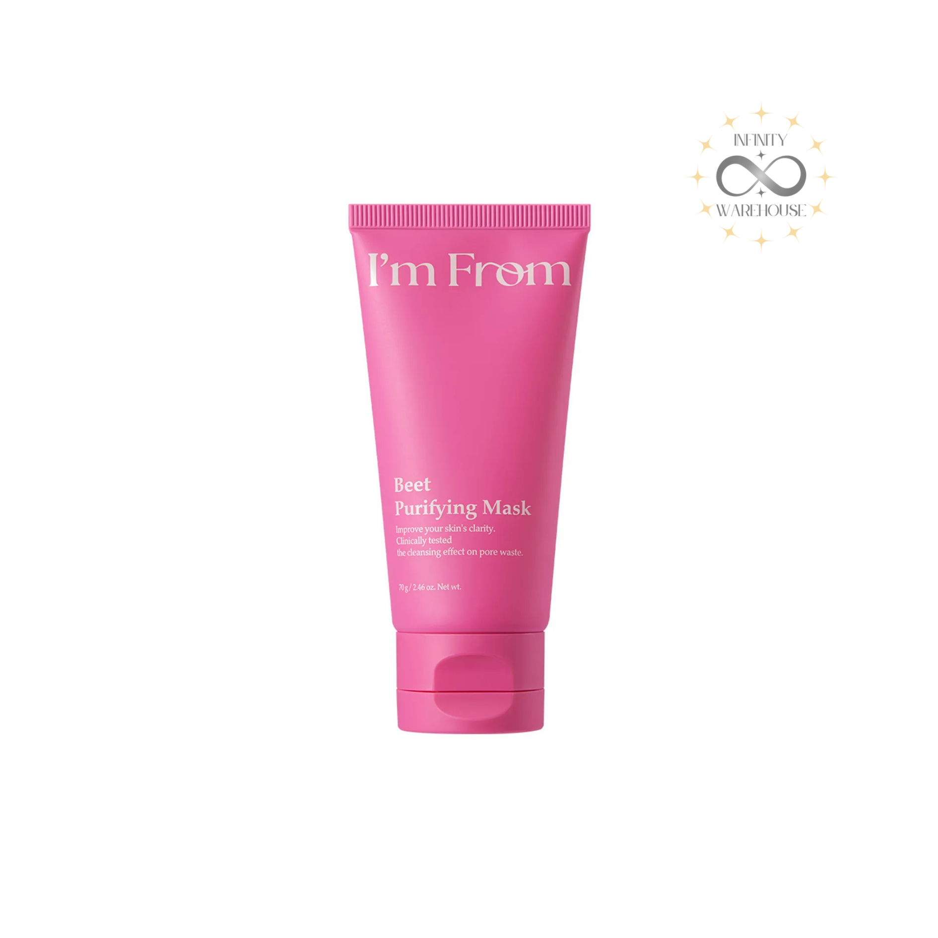 I'm From Beet Purifying Mask 70g with 1.5% Damyang red beet enzyme, kaolin clay, coconut shell powder and beta-carotene for deep pore cleansing, sebum control and gentle exfoliation
