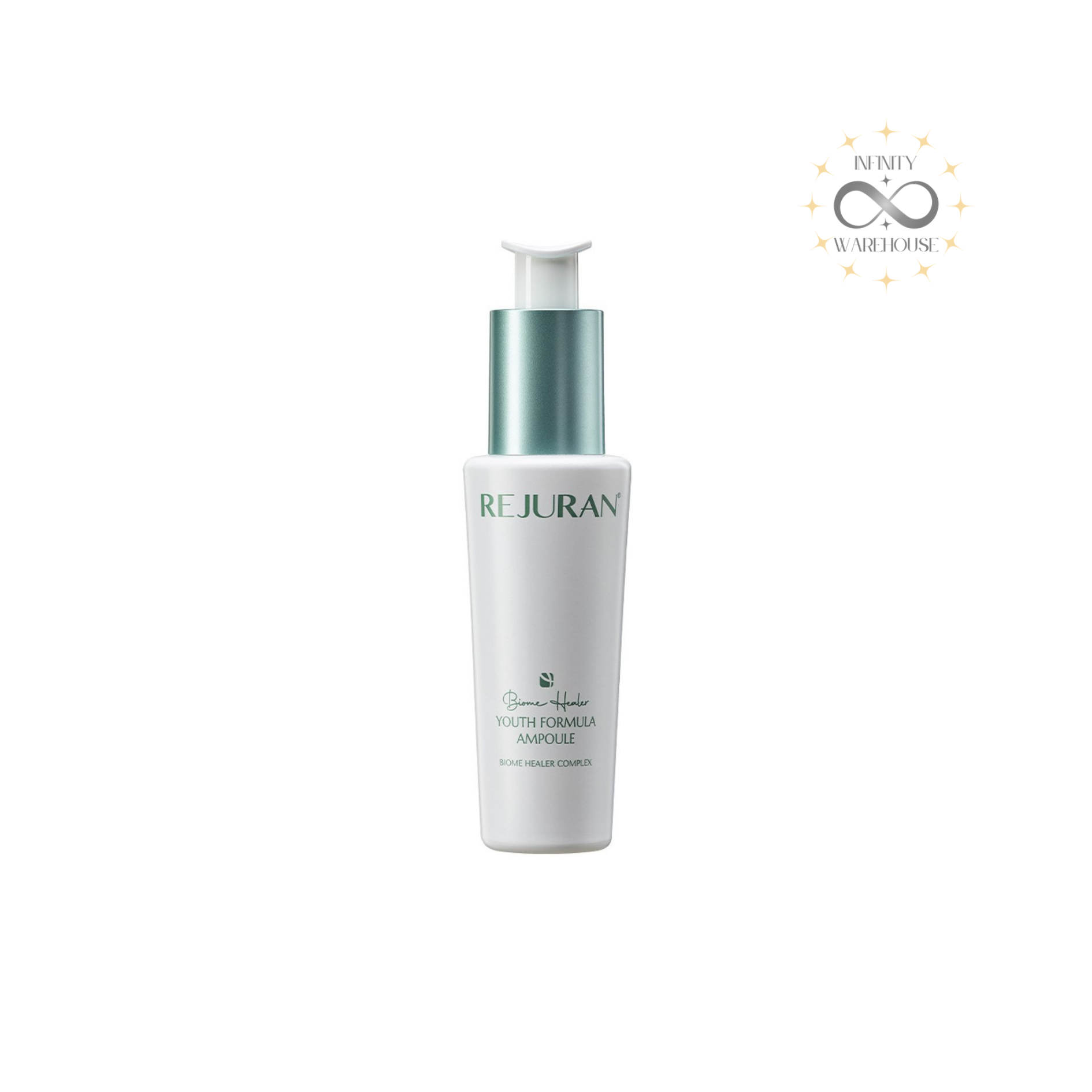 REJURAN Biome Healer Youth Formula Ampoule 30ml with c-PDRN (polydeoxyribonucleotide), Biome Healer Complex, 4 types skin microbiome, centella asiatica extract, niacinamide, madecassoside, asiaticoside, sodium hyaluronate, adenosine and dual functionality formula for UV damage repair, anti-aging care, skin elasticity improvement, pore refinement and radiant complexion
