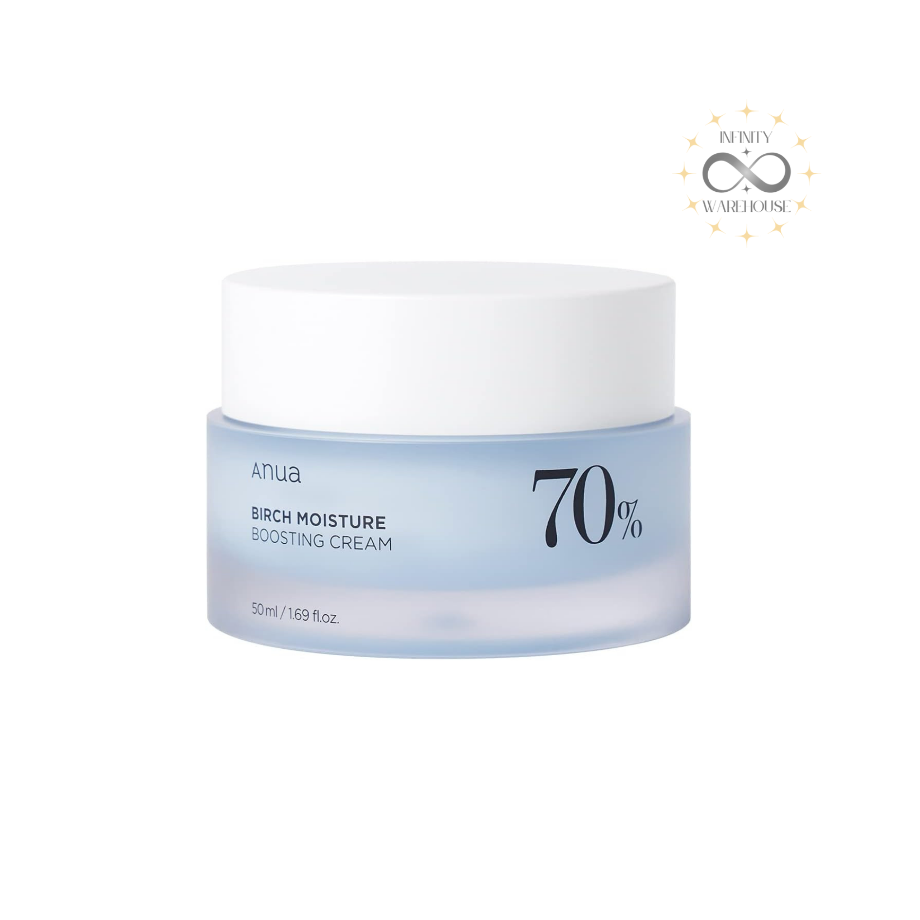 Anua Birch 70% Moisture Boosting Cream 50ml with Japanese white birch water and 10 types of hyaluronic acid for sensitive and dry skin hydration
