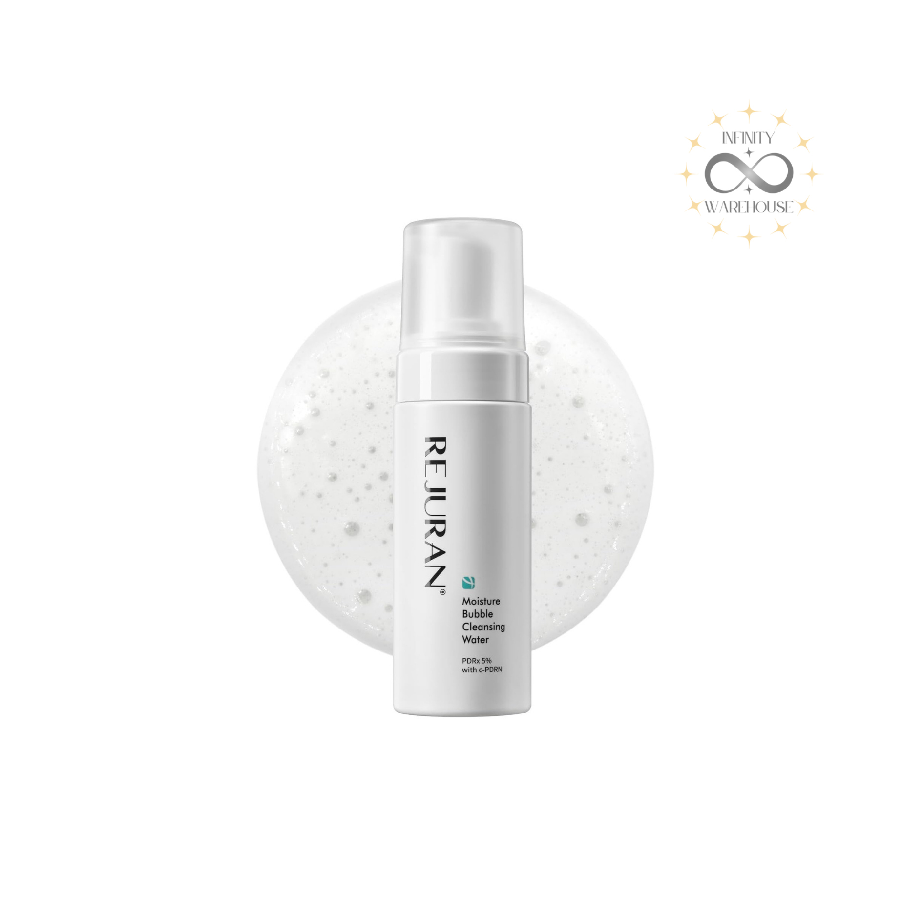 REJURAN Derma Healer Moisture Bubble Cleansing Water 150ml with c-PDRN (hydrolyzed DNA), PDRx, micellar technology, pH 5.5 acidic formula, aloe barbadensis leaf juice, cucumber extract, oat kernel extract, calendula extract, laminaria ochroleuca extract and bubble foam system for sensitive skin cleansing, makeup removal, no-rinse cleansing, skin barrier protection and cotton pad-free gentle cleansing
