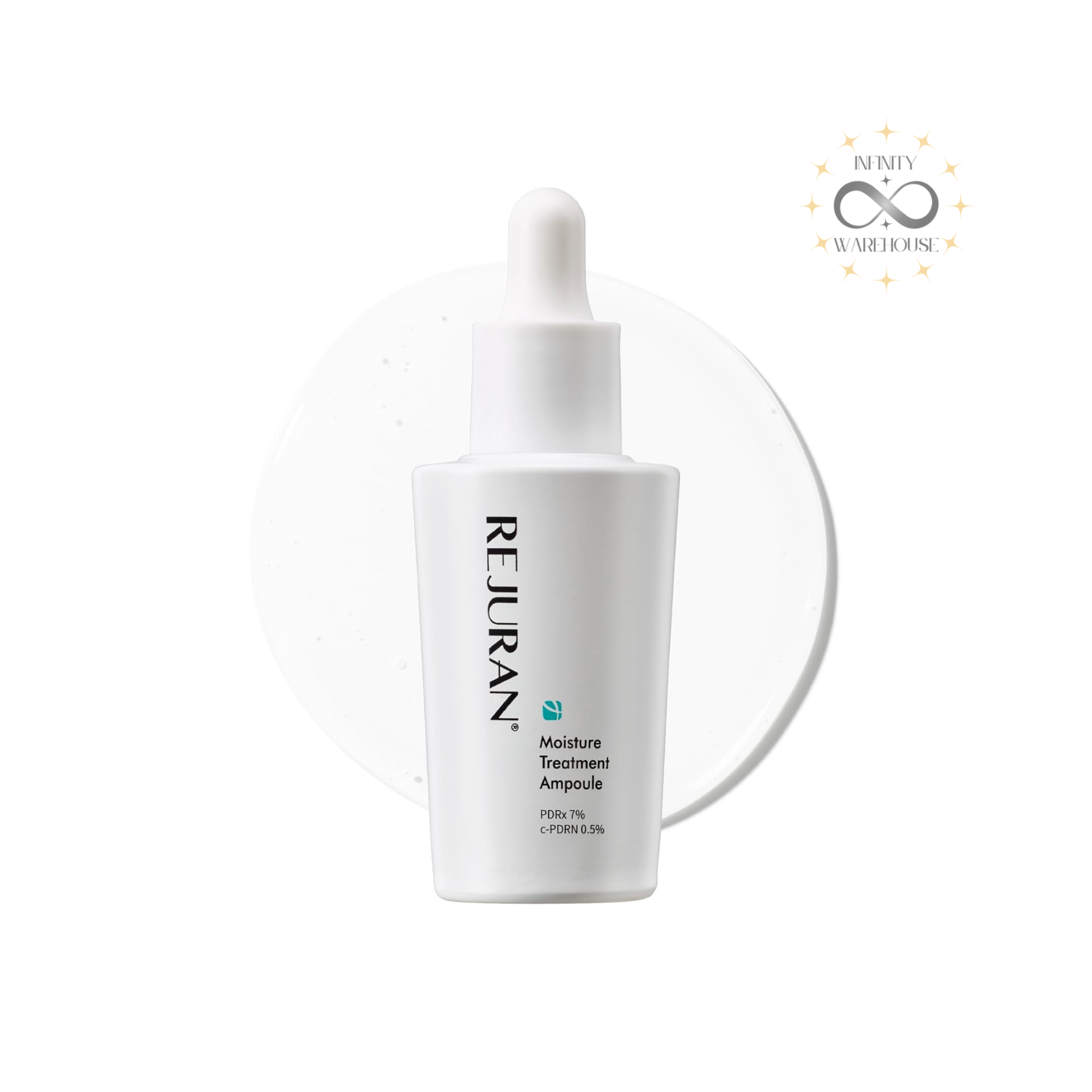 REJURAN Derma Healer Moisture Treatment Ampoule 30ml with c-PDRN 0.5%, PDRx 7% (70,000ppm), niacinamide, sodium hyaluronate, centella asiatica extract, madecassoside, adenosine, panthenol and dual functionality formula for sensitive skin soothing, skin barrier strengthening, 48-hour moisturizing, wrinkle reduction and brightening care
