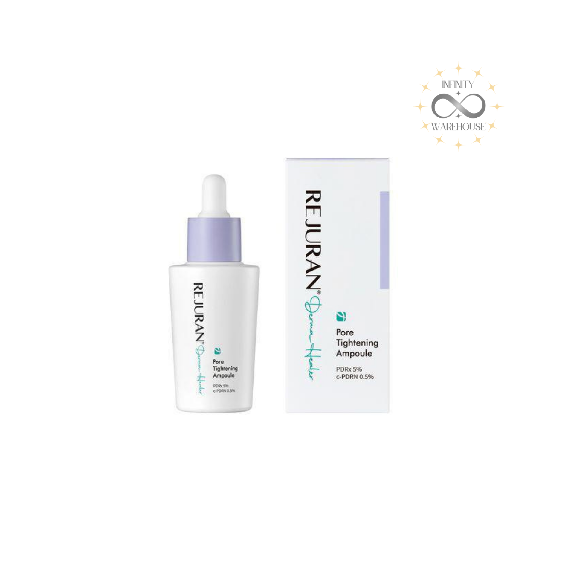 REJURAN Derma Healer Pore Tightening Ampoule 30ml with c-PDRN (hydrolyzed DNA), Pore Healer Complex, gluconolactone, niacinamide, lactic acid, glycolic acid, salicylic acid, capryloyl salicylic acid, sodium hyaluronate, adenosine and dual functionality formula for enlarged pores treatment, pore tightening, pore cleaning, pore cooling, acne fighting and brightening care
