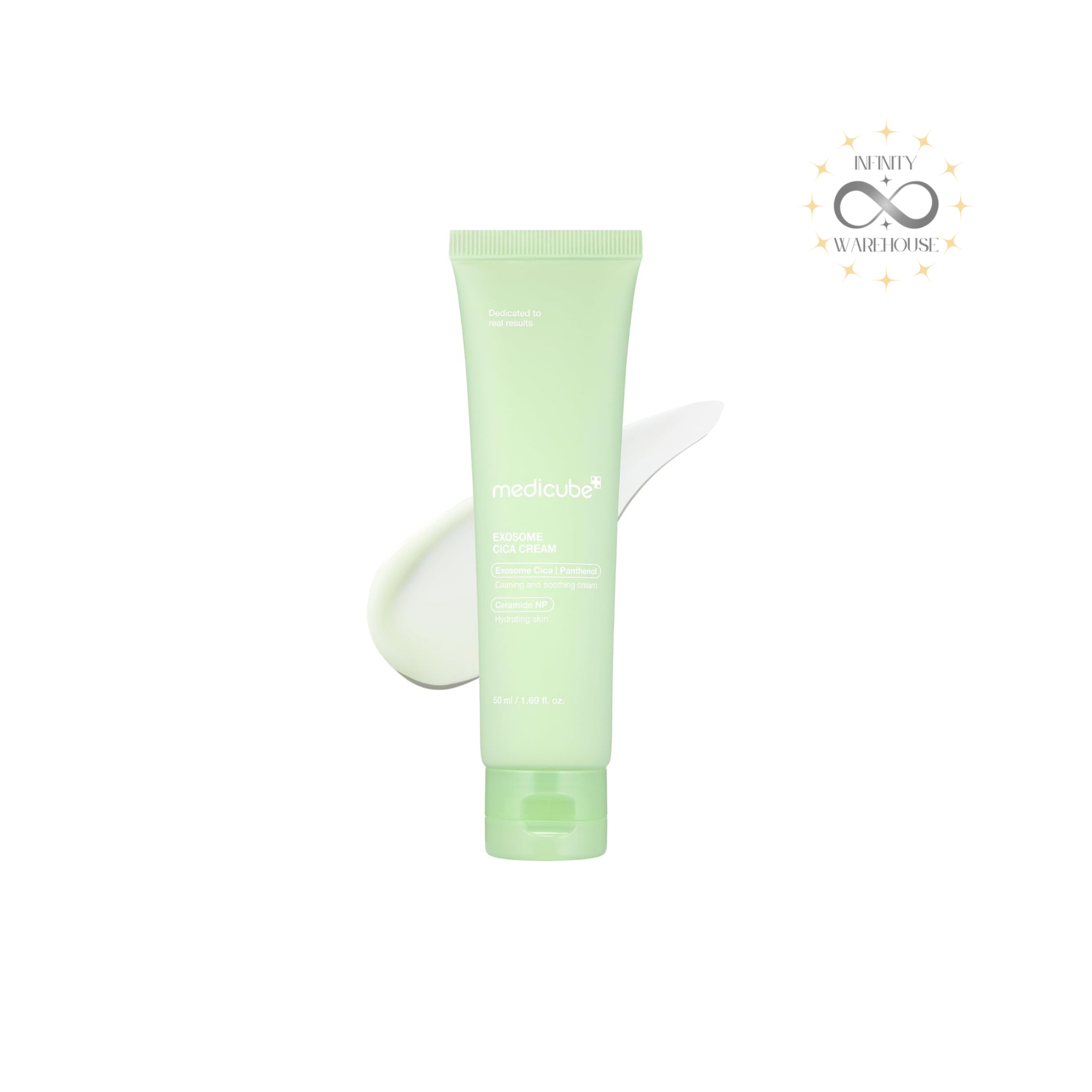 MEDICUBE Exosome Cica Cream 50ml with nano-sized exosome cica (5.3x stronger), 12 types cica ingredients, Ceramide NP, Ectoin, panthenol, allantoin and 48-hour hydration formula for sensitive skin soothing, acne-prone skin care, pore calming and barrier strengthening
