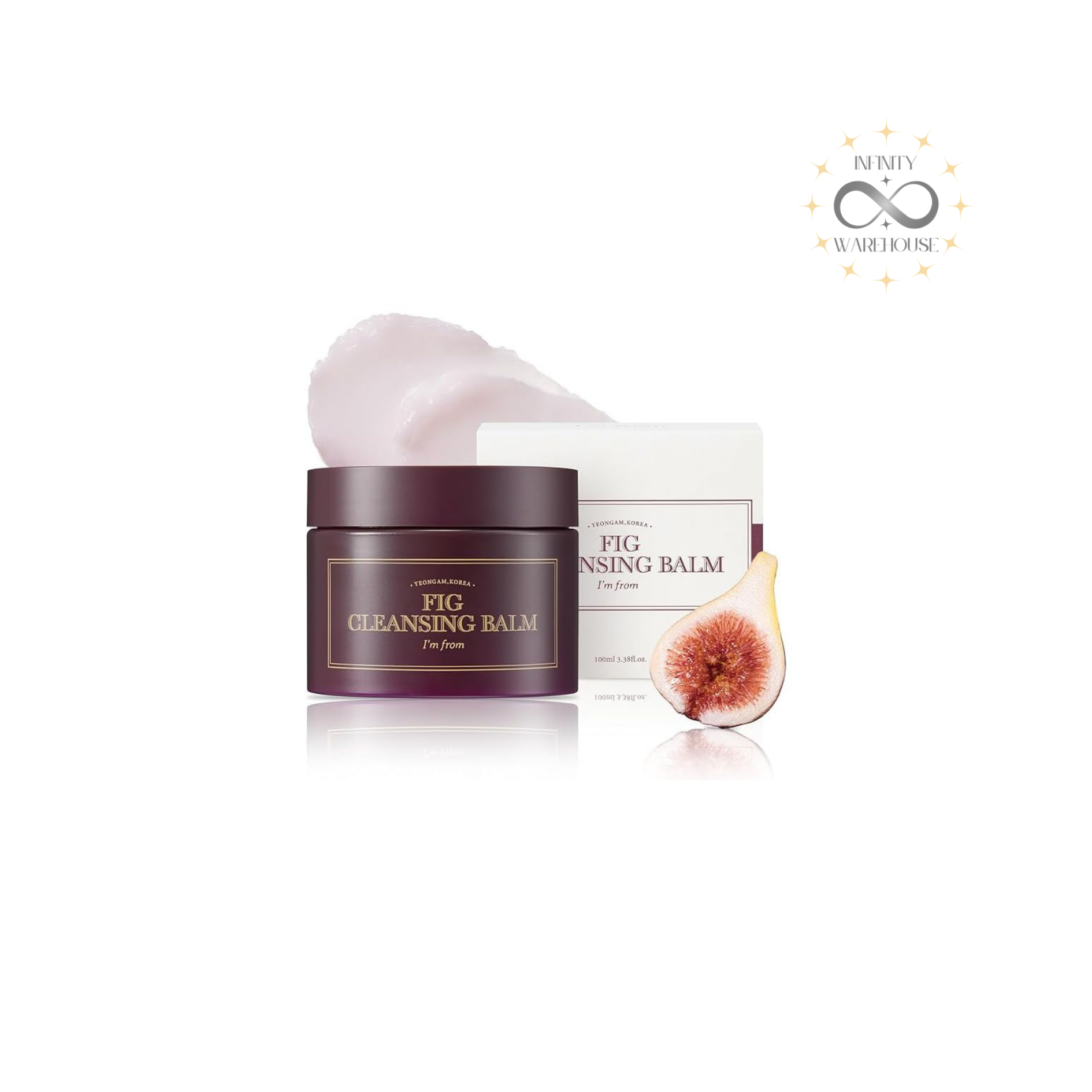 I'm From Fig Cleansing Balm 100ml with 7.8% Yeongam fig oil water, moringa oleifera seed oil, turmeric root extract and neem leaf extract for makeup removal, blackhead care and deep cleansing
