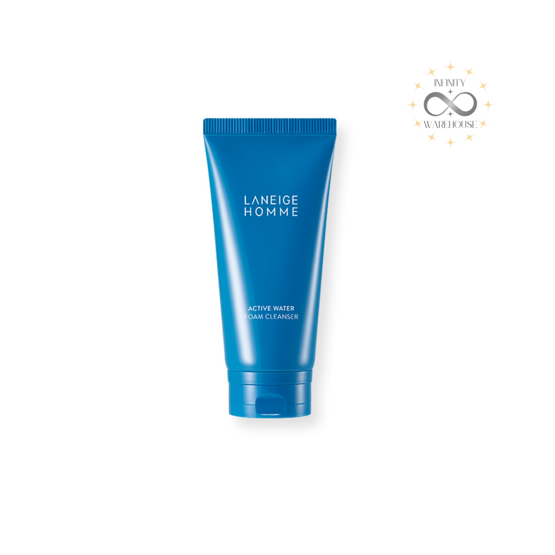 LANEIGE Homme Active Water Foam Cleanser 150ml with zinc gluconate, mineral-rich deep sea water, mango butter, sunflower seed oil and Anti-Dryness technology for men's pore cleansing, excess sebum removal and moisture retention
