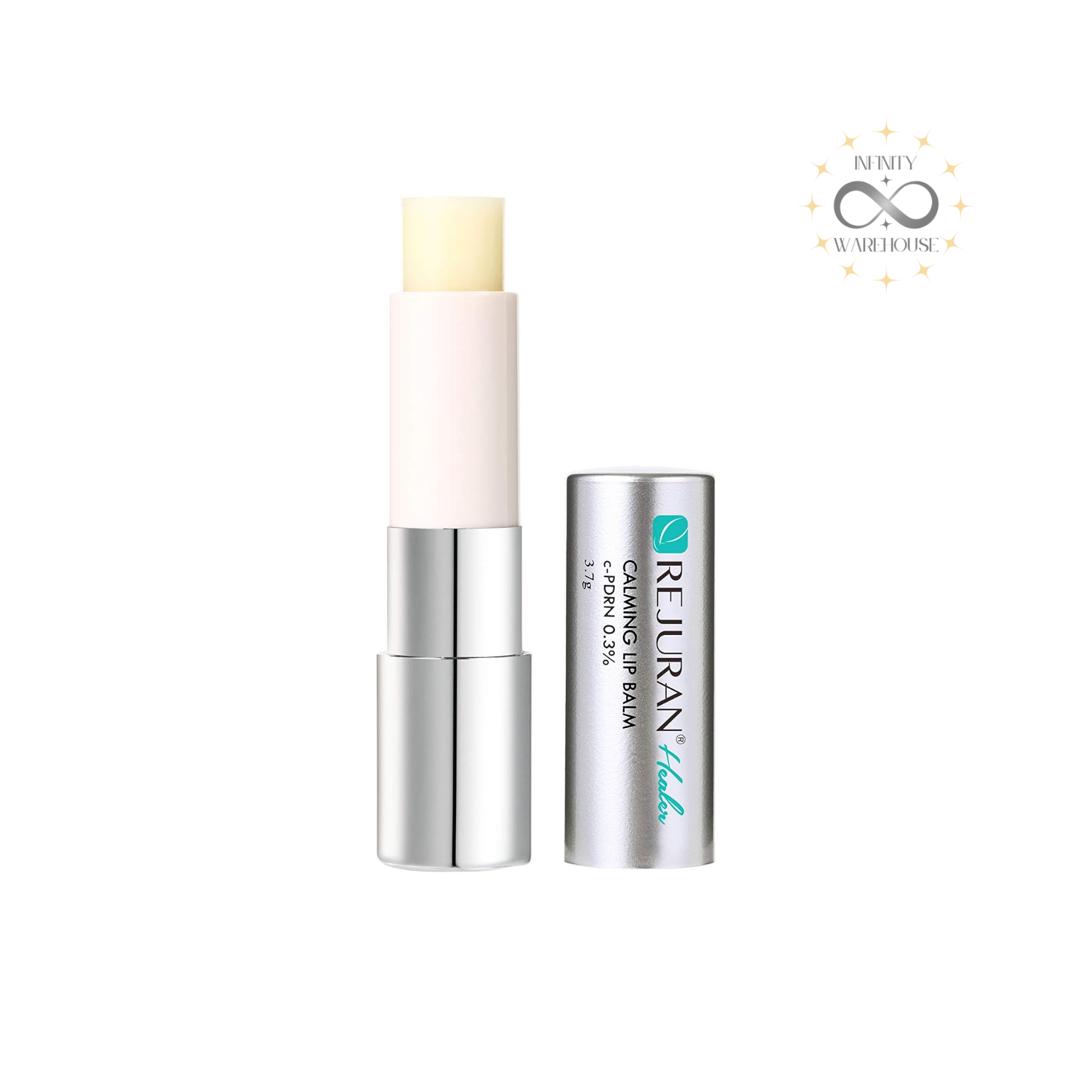 REJURAN Healer Calming Lip Balm 3.7g with c-PDRN (hydrolyzed DNA), shea butter, jojoba ester, sweet almond oil, olive oil, panthenol, squalane and moisture-coating film for dry chapped lips repair, sensitive lips soothing, long-lasting hydration and protective barrier formation
