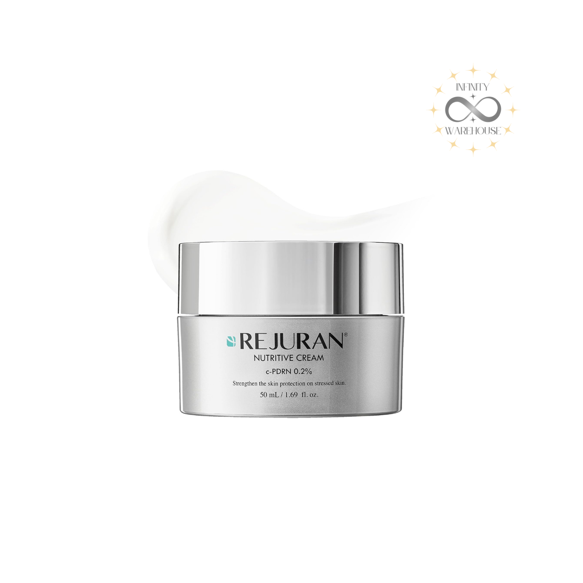 REJURAN Healer Nutritive Cream 50ml with c-PDRN (polydeoxyribonucleotide), hyaluronic acid, argan oil, shea butter, adenosine, niacinamide, aloe vera leaf juice, cucumber extract and marine growth factor for dry damaged skin repair, fine lines reduction, moisture balance restoration, wrinkle improvement and skin barrier strengthening
