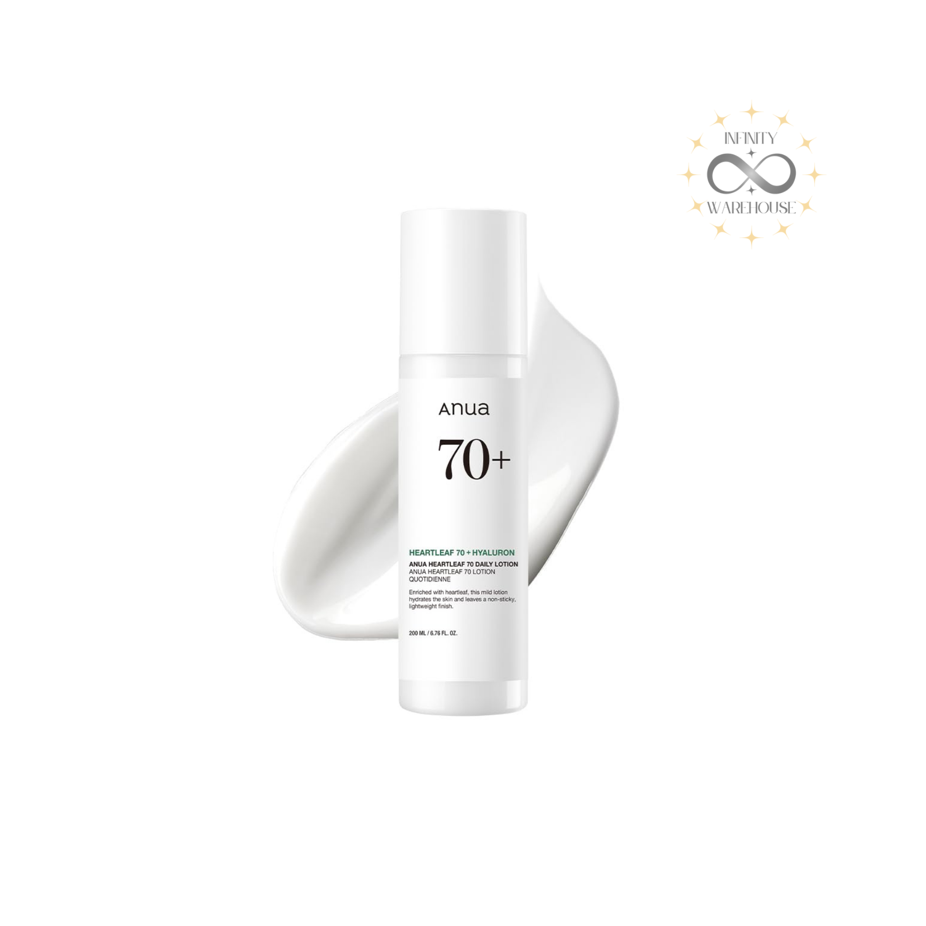 Anua Heartleaf 70% Daily Lotion 200ml lightweight moisturizer with heartleaf extract and triple hyaluronic acid for sensitive and oily skin hydration
