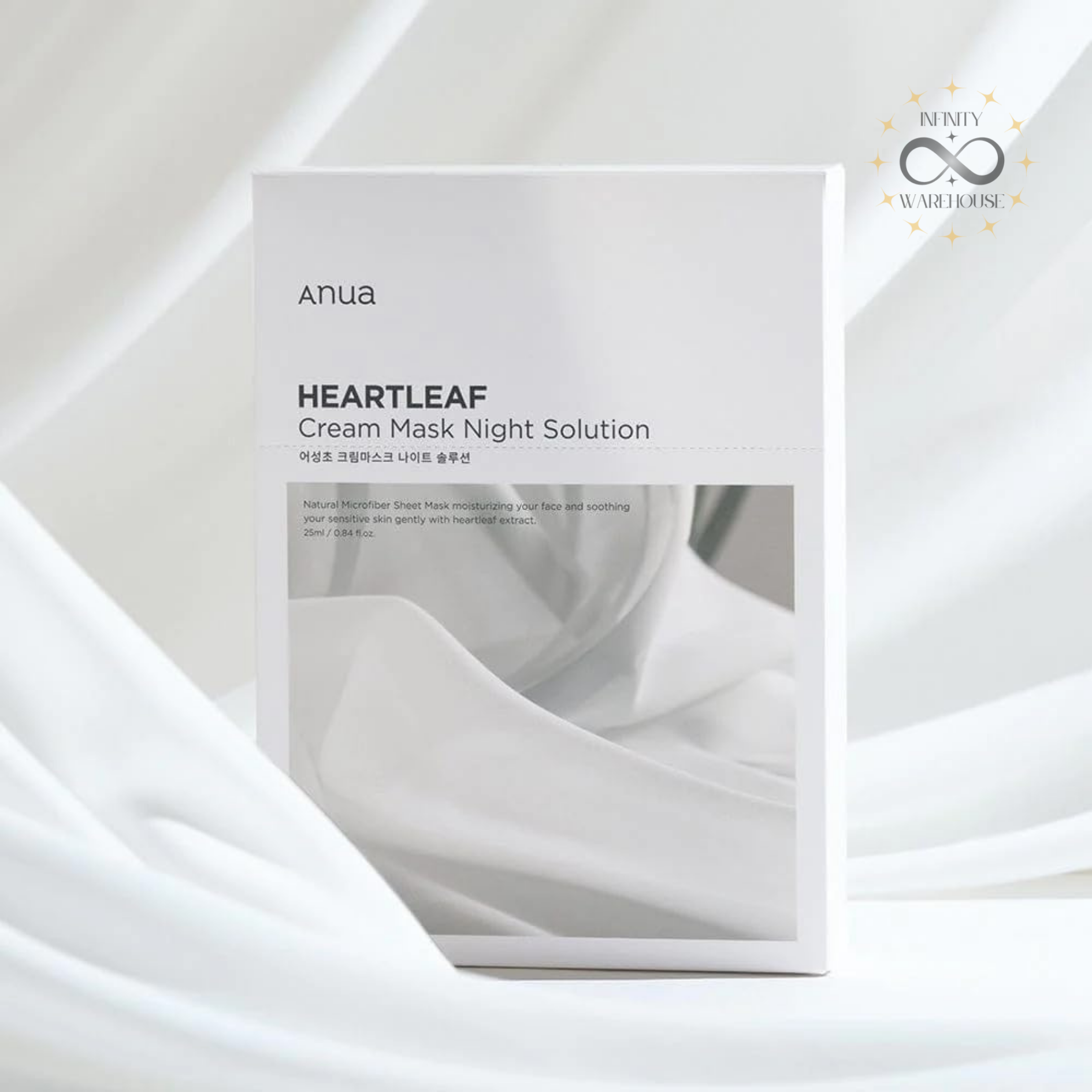 ANUA Heartleaf Cream Mask Night Solution x 10 Sheets Korean overnight sheet masks with heartleaf extract ceramide and panthenol for sensitive skin barrier repair

