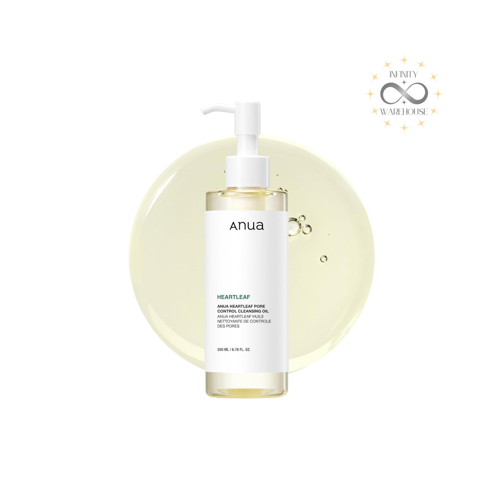 Anua Heartleaf Pore Control Cleansing Oil 200ml with heartleaf extract and plant-derived oils for makeup removal, blackhead care and double cleansing
