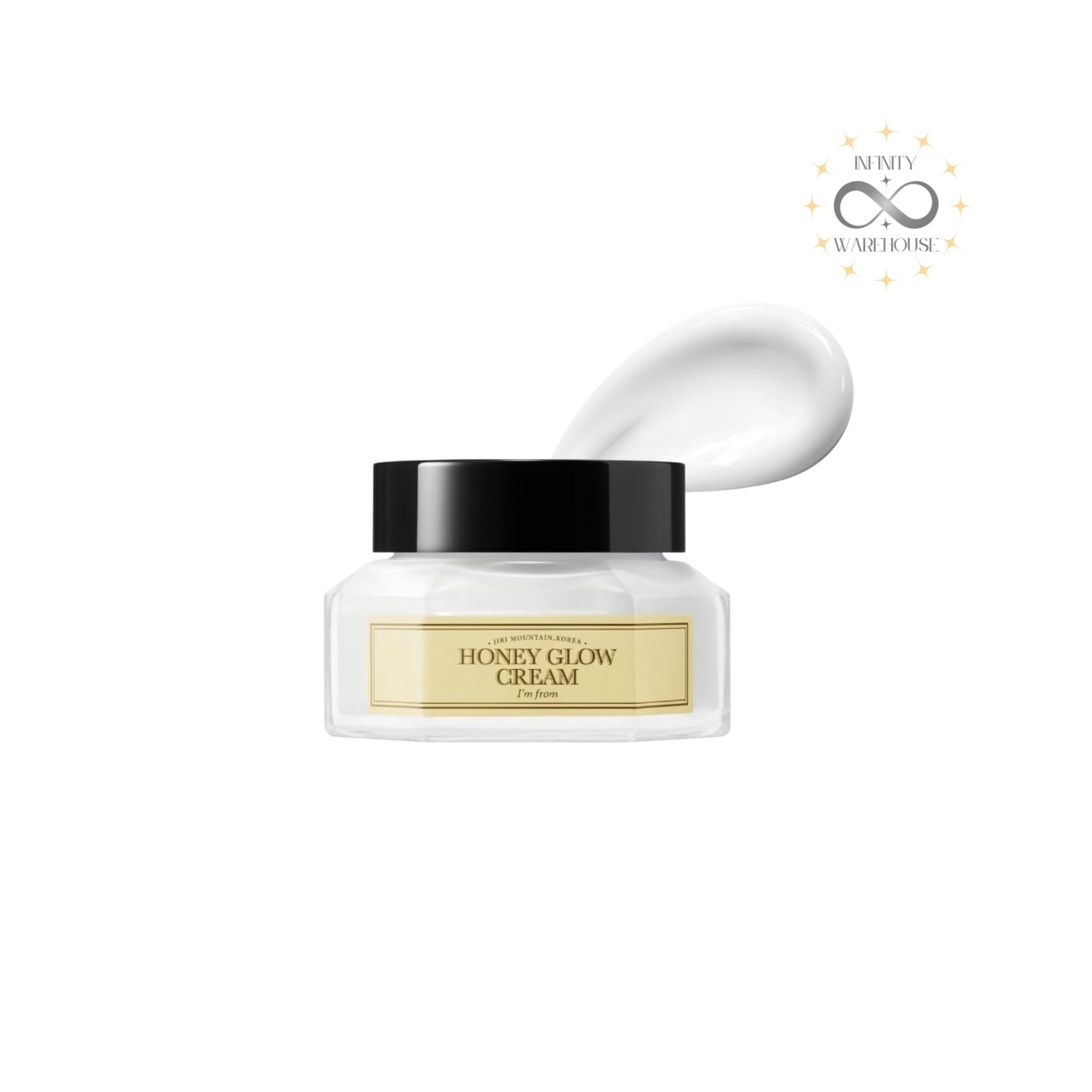 I'm From Honey Glow Cream 50g with 30.63% Honey Glow Queen Complex, 7 active ingredients including honey, black bee propolis, royal jelly, bee venom, niacinamide and olive oil for deep hydration, elasticity improvement and brightening
