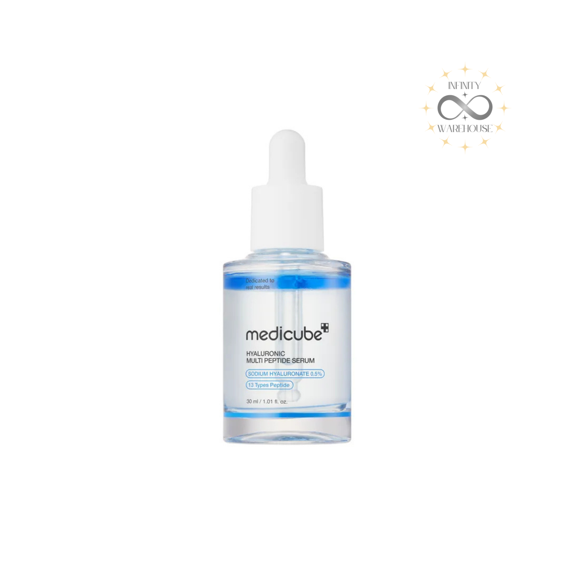 MEDICUBE Hyaluronic Multi Peptide Serum 30ml with 99% high-purity hyaluronic acid, 13 types peptides, 0.5% sodium hyaluronate, salmon DNA PDRN, niacinamide, panthenol and double-layer formula for 144-hour hydration, skin firmness improvement, anti-aging care and water-glow plumping effect
