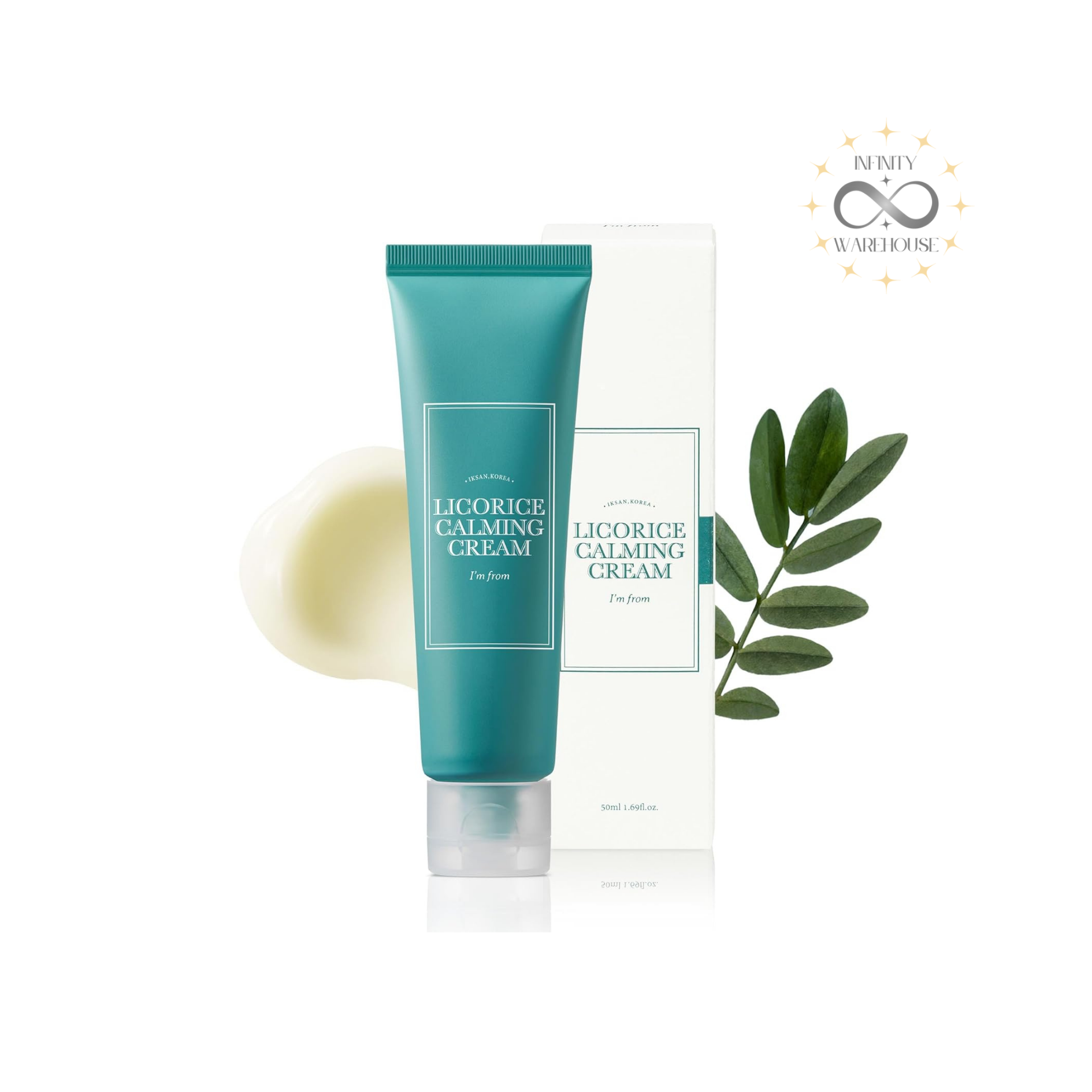 I'm From Licorice Calming Cream 50ml with 58% Iksan licorice exosome, 100 million licorice flavonoids, dipotassium glycyrrhizate, ceramide NP and panthenol for sensitive acne-prone skin soothing and barrier strengthening
