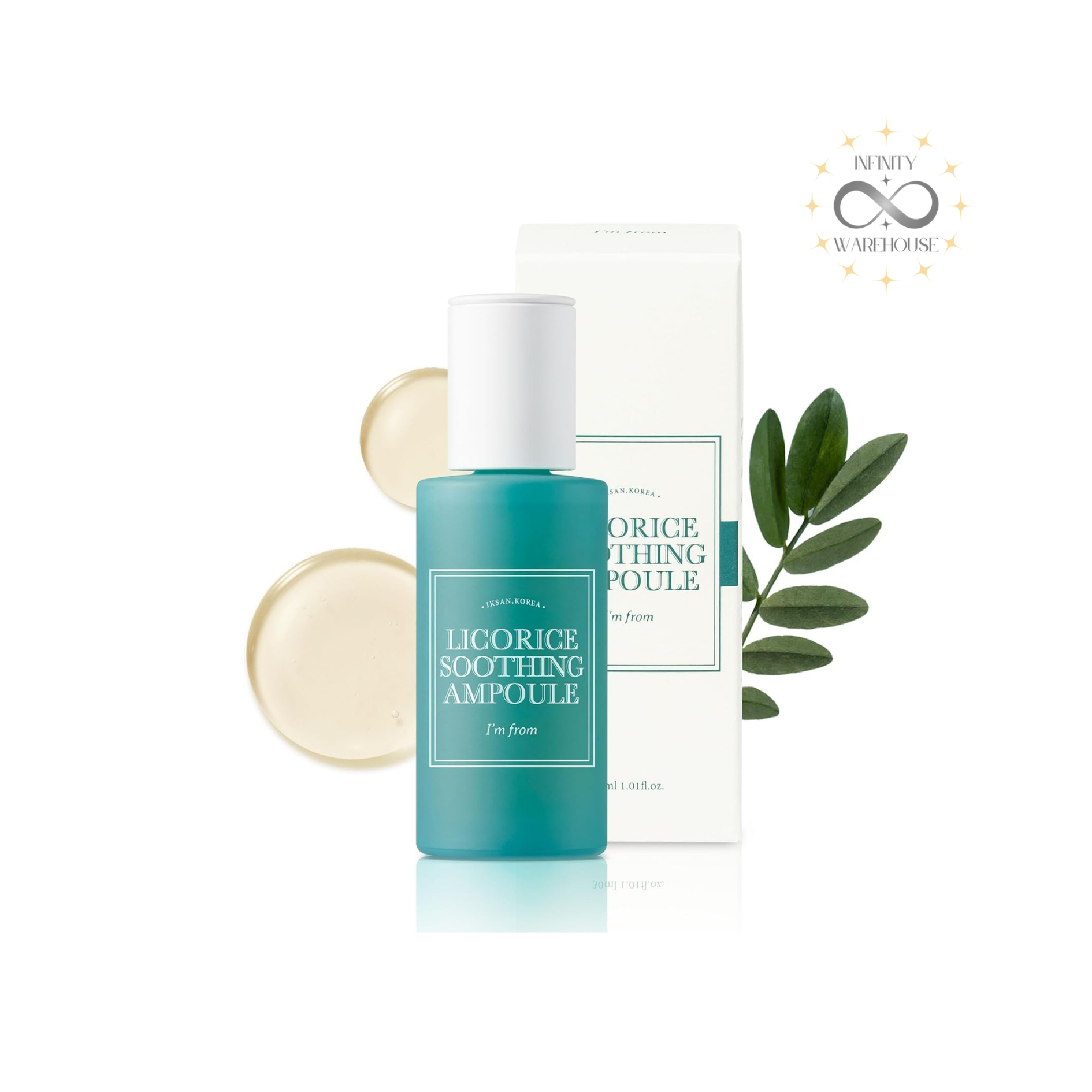 I'm From Licorice Soothing Ampoule 30ml with 73% Iksan licorice exosome, sodium hyaluronate, panthenol and 100 million licorice exosomes for sensitive skin soothing, barrier repair and anti-inflammatory care
