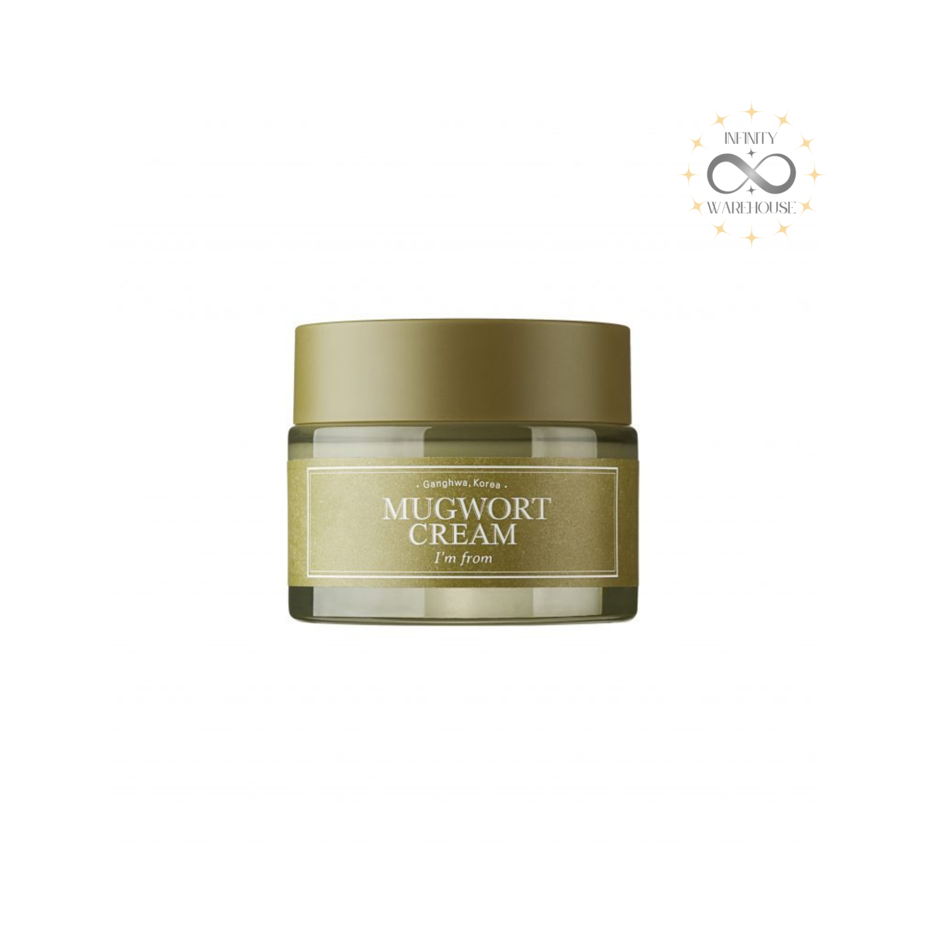 I'm From Mugwort Cream 50ml with 73.55% Ganghwa mugwort extract, panthenol, allantoin, shea butter and dipotassium glycyrrhizate for sensitive skin soothing, deep hydration and anti-inflammatory care
