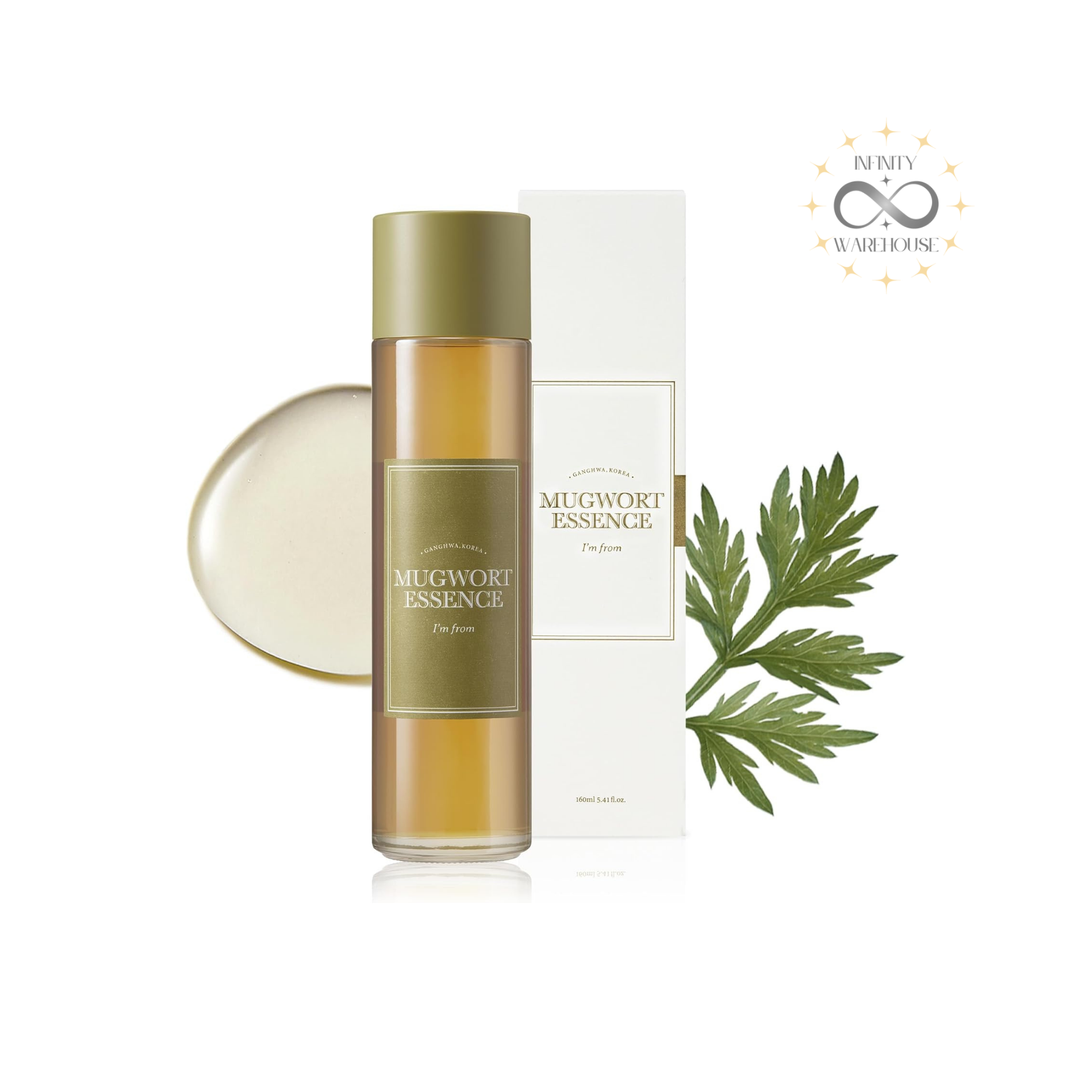 I'm From Mugwort Essence 150ml with 100% Ganghwa mugwort extract, artemisia princeps extract for sensitive acne-prone skin soothing, anti-inflammatory and deep hydration

