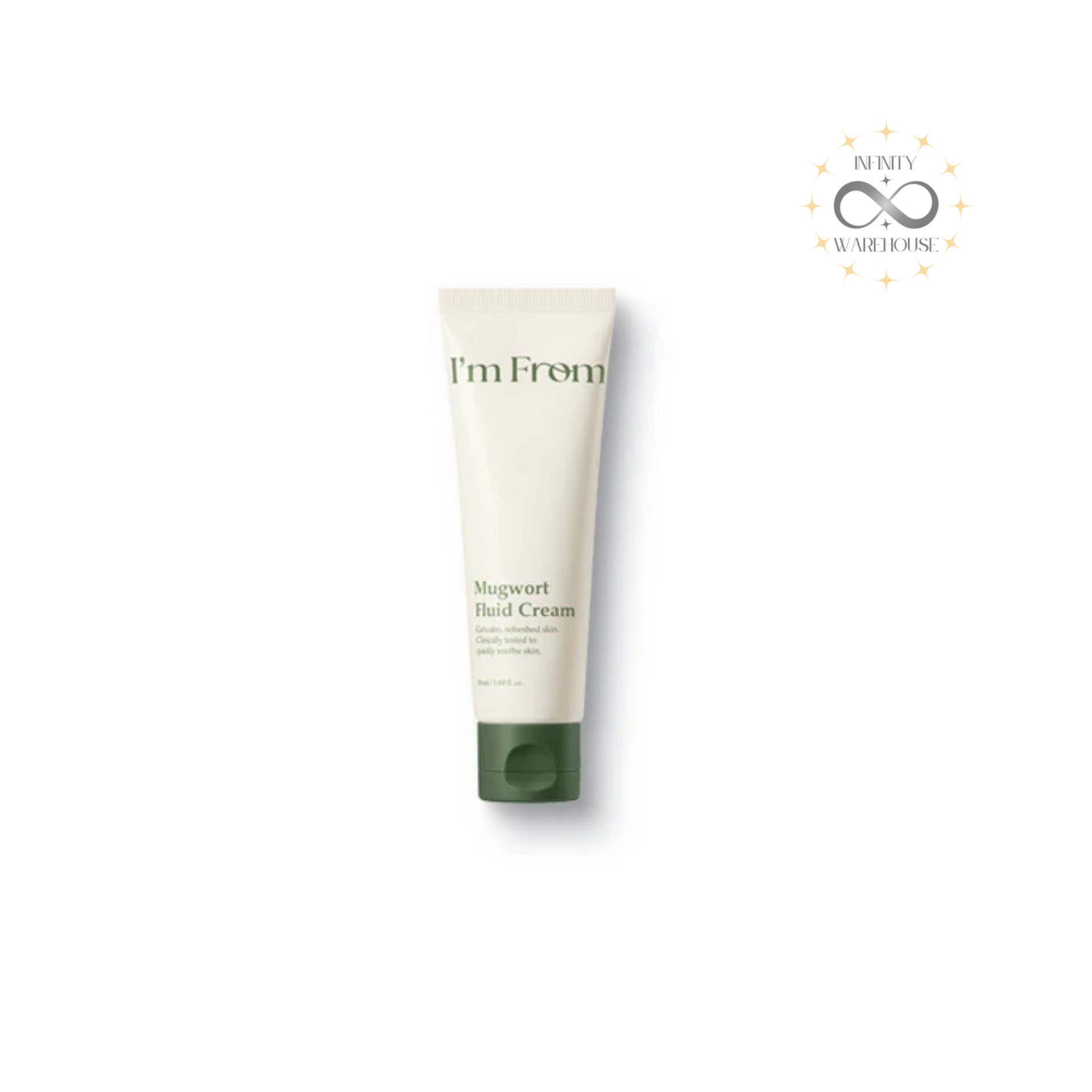 I'm From Mugwort Fluid Cream 50ml with Ganghwa mugwort extract, zinc PCA, niacinamide and adenosine for sensitive acne-prone skin soothing, sebum control and cooling hydration
