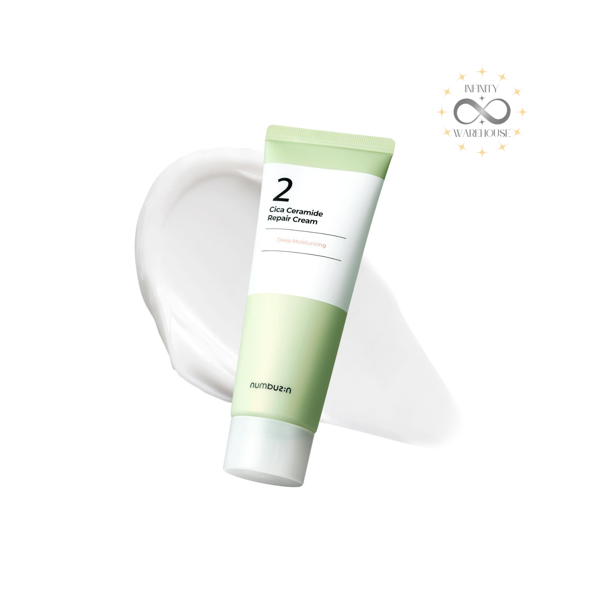 NUMBUZIN No.2 Cica Ceramide Repair Cream 60ml with 10,000ppm ceramide NP, centella asiatica extract, madecassoside, asiaticoside, asiatic acid, madecassic acid, Centella Calming Complex and buttery texture for sensitive skin soothing, skin barrier strengthening, irritation relief and deep moisture repair

