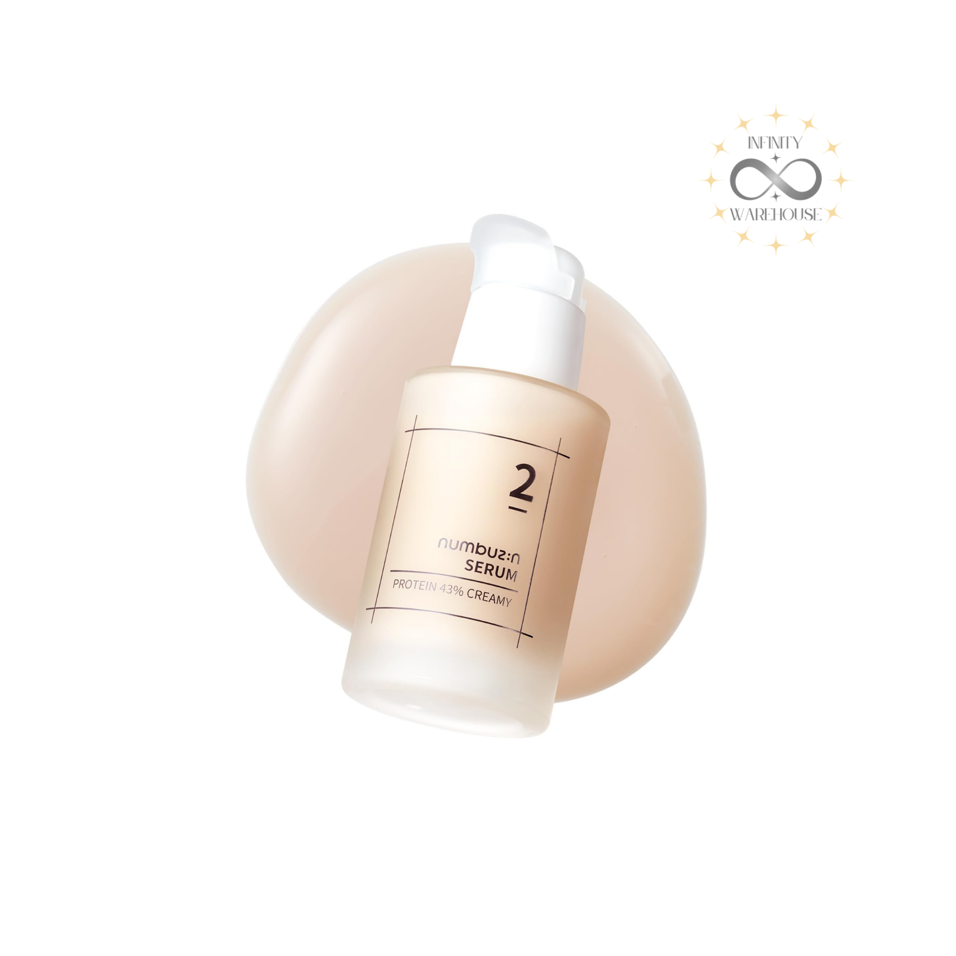 NUMBUZIN No.2 Protein 43% Creamy Serum 50ml with 43% Core Protein Complex (oat, rice, sweet almond, milk, soy, vegetable, pea protein), ceramide NP, cholesterol, fatty acids, niacinamide, panthenol, probiotics and cream-in-serum texture for skin barrier repair, elasticity improvement, sensitive skin soothing and protein-coated barrier formation
