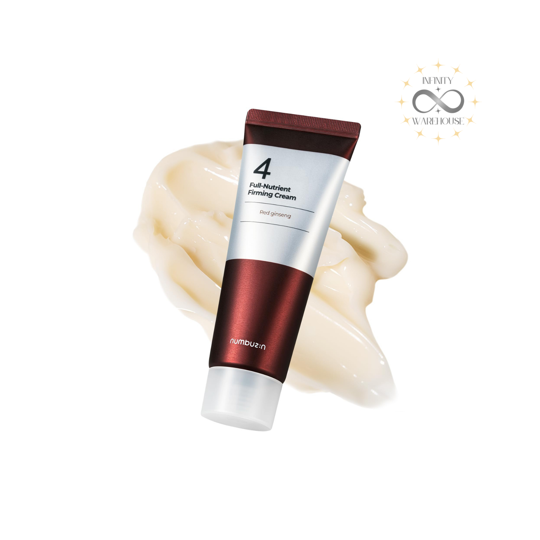 NUMBUZIN No.4 Full-Nutrient Firming Cream 60ml with 39% red ginseng extract, red ginseng collagen, idebenone, calendula retinol, DNAge B9 Nanosome-RF, Multi Youth Reactivator complex, niacinamide, beta-glucan and balm texture for anti-aging care, skin elasticity improvement, wrinkle reduction and long-lasting hydration
