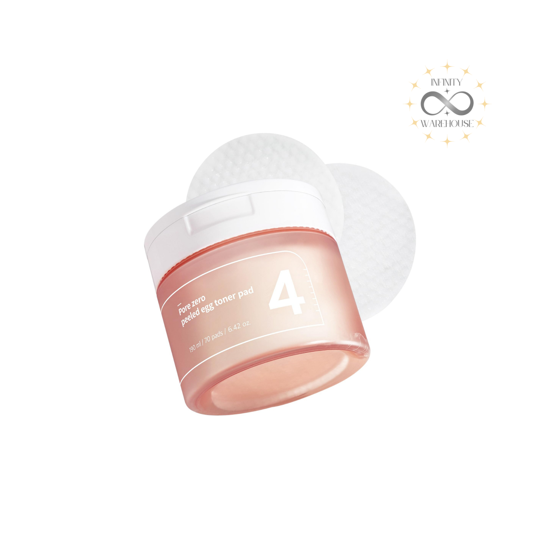 NUMBUZIN No.4 Pore Zero Peeled Egg Toner Pad x 70 pads with Anti Sebum P (evening primrose, arrowroot, pine leaf extract), 2% niacinamide, PHA (gluconolactone), LHA (capryloyl salicylic acid), panthenol, sodium hyaluronate and dual-sided pad for pore tightening, sebum control, gentle exfoliation and deep hydration with glass skin effect
