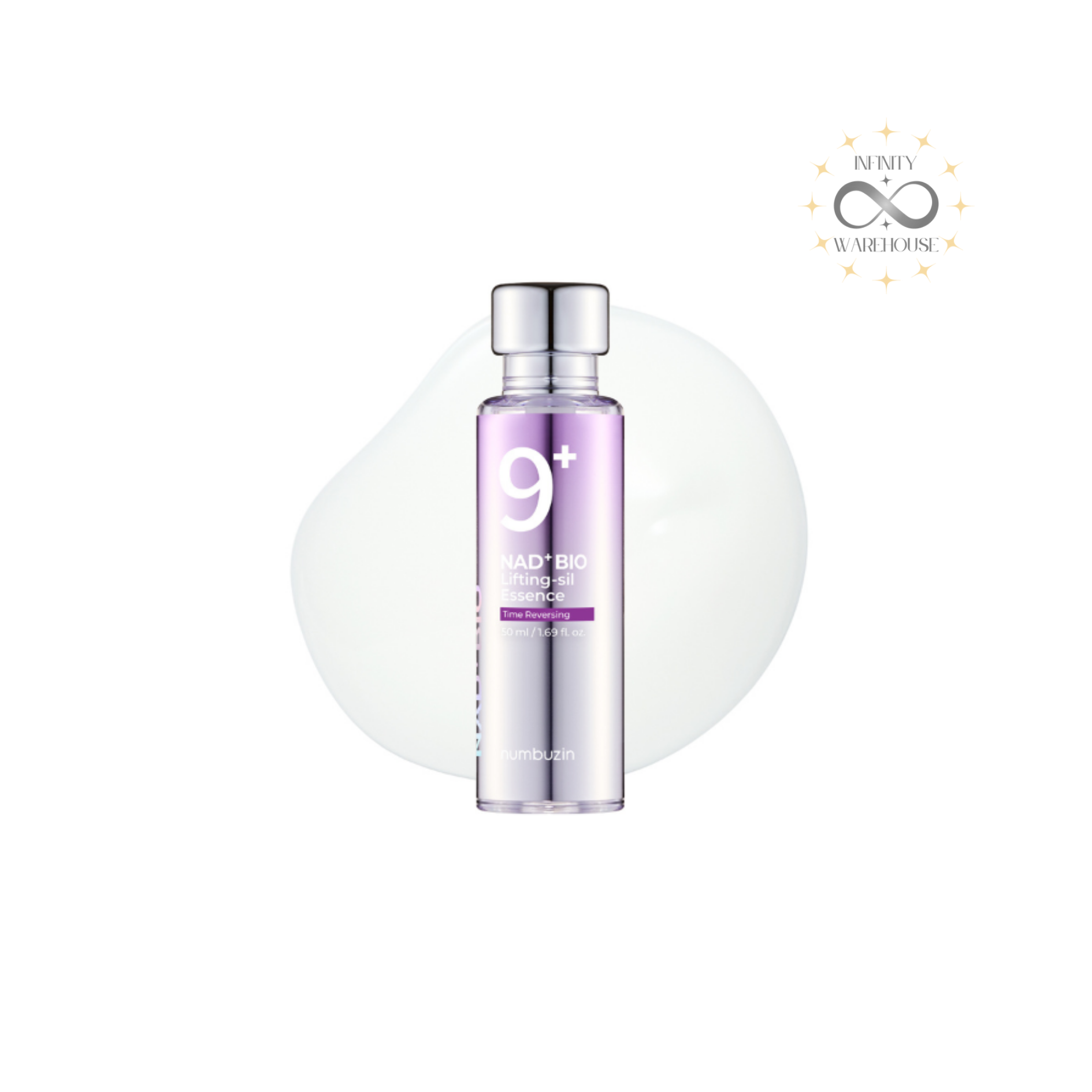 NUMBUZIN No.9 NAD Bio Lifting-sil Essence 50ml with NAD+ (Nicotinamide Adenine Dinucleotide), 50 types peptides, ATP concentrated capsules, glutathione, vitamin C, vitamin E, BIO elastic formula, elastic string-like texture and airless pump bottle for anti-aging care, skin firmness improvement, wrinkle reduction, sagging skin lifting and 168-hour antioxidant protection
