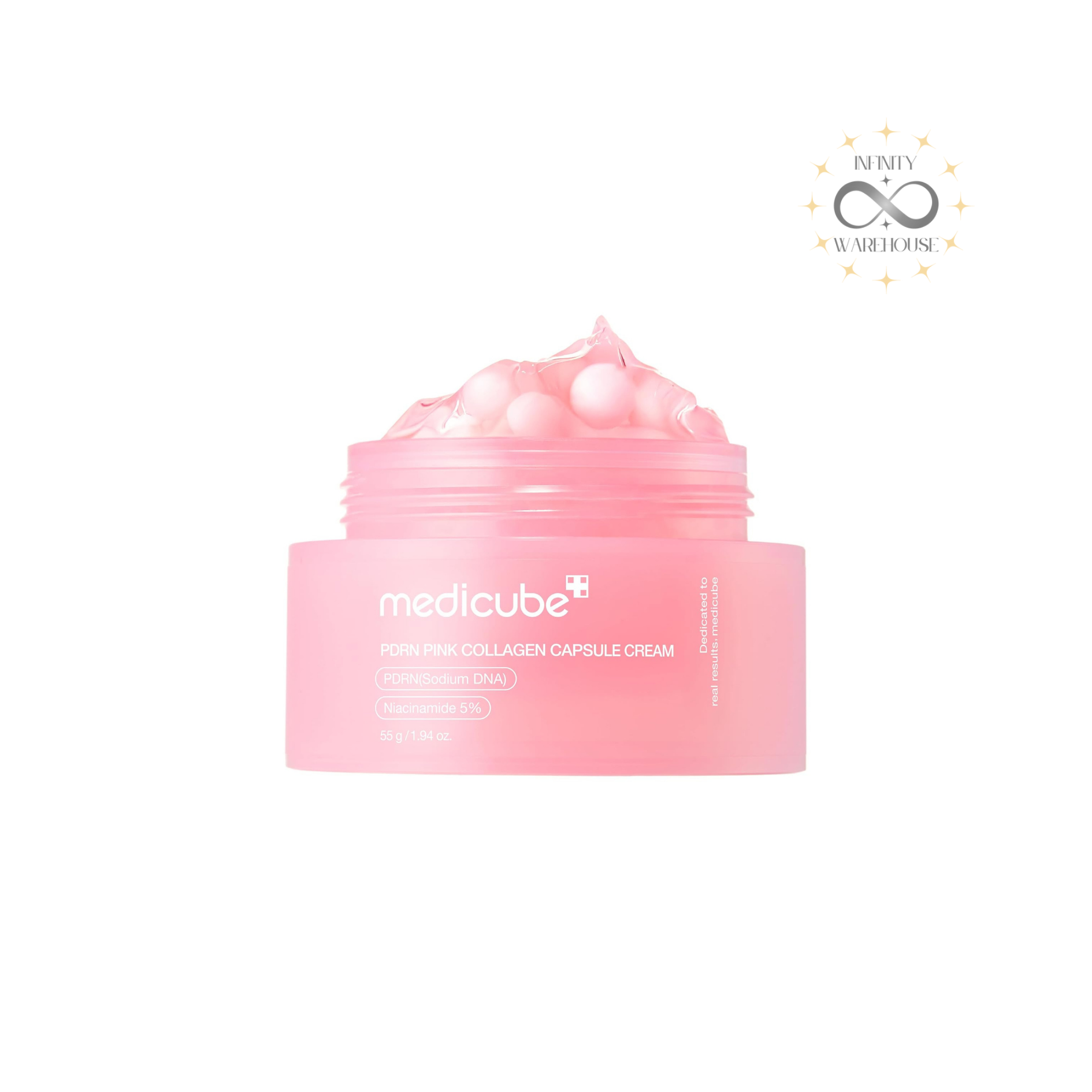MEDICUBE PDRN Pink Collagen Capsule Cream 55g with 99% high-purity salmon DNA PDRN capsules, niacinamide, ceramide NP, hyaluronic acid, collagen and dual-texture formula for skin brightening, elasticity improvement, barrier strengthening and 102.4% hydration boost
