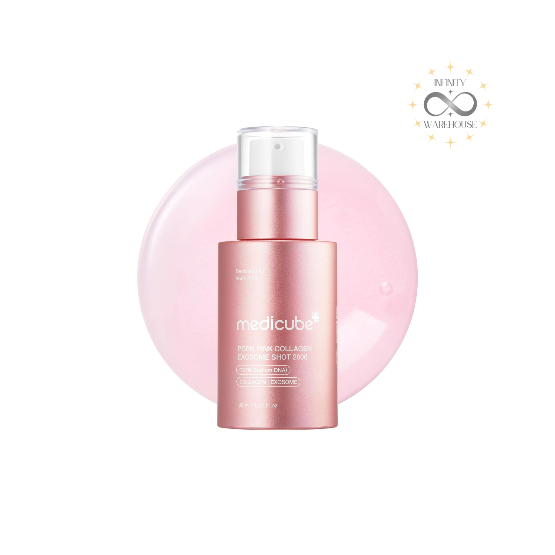 MEDICUBE PDRN Pink Collagen Exosome Shot Serum 2000 30ml with 2,000ppm exosomes, 99% pure salmon PDRN, collagen extract, exosome-coated spicules, niacinamide, 8 types hyaluronic acid and microneedling formula for skin regeneration, pore tightening, elasticity improvement and beginner-friendly at-home aesthetic care
