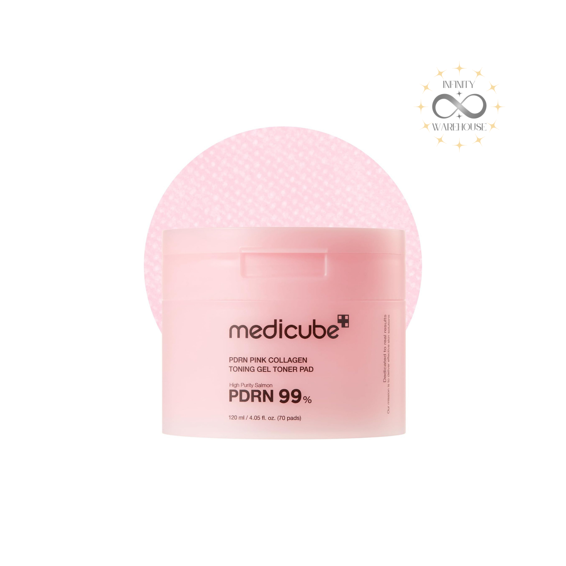 MEDICUBE PDRN Pink Collagen Toning Gel Toner Pad (70 Pads) with 99% high-purity salmon DNA PDRN, 200Da low molecular collagen, niacinamide, madecassoside, adenosine and tencel-based jelly pads for skin brightening, firming, elasticity improvement and hydration boost
