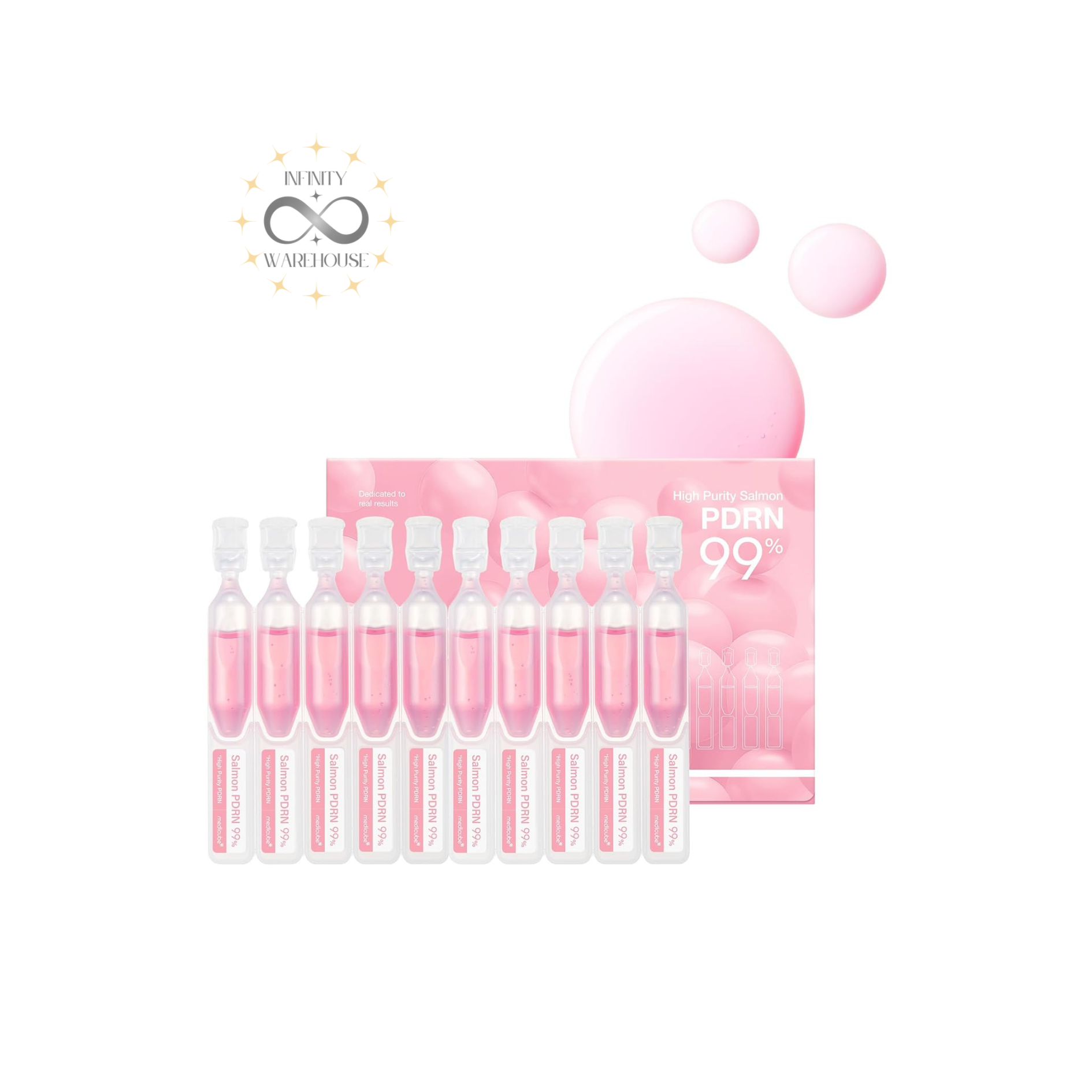 MEDICUBE PDRN Pink One-Day Serum Set 1.5ml x 10 pcs with 99% pure salmon DNA PDRN, 7 types hyaluronic acid, niacinamide, collagen, glutathione, adenosine and single-use capsules for instant brightening, anti-aging, skin regeneration and 24-hour results
