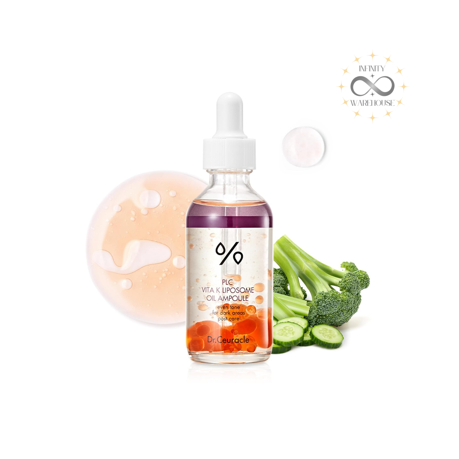 Dr.Ceuracle PLC Vita K Liposome Oil Ampoule 50ml with 100,000ppm Vitamin K Complex, 6 Phyto-K Complex and menadione for post-treatment care, dark circles reduction and skin tone evening
