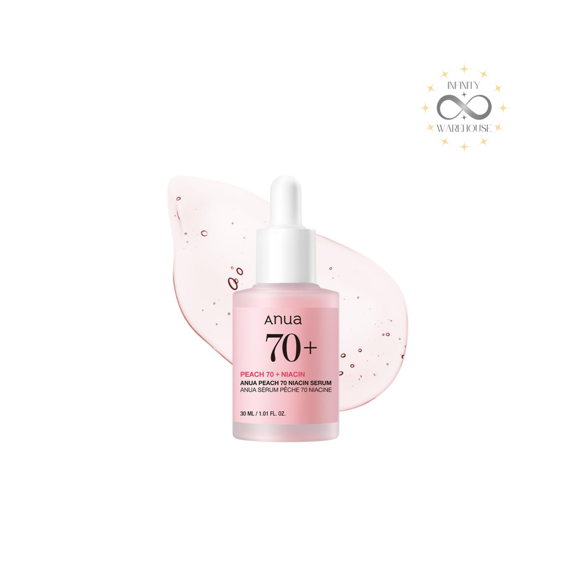ANUA Peach 70 Niacin Serum 30ml Korean brightening serum with 70% peach extract and 5% niacinamide for glass skin
